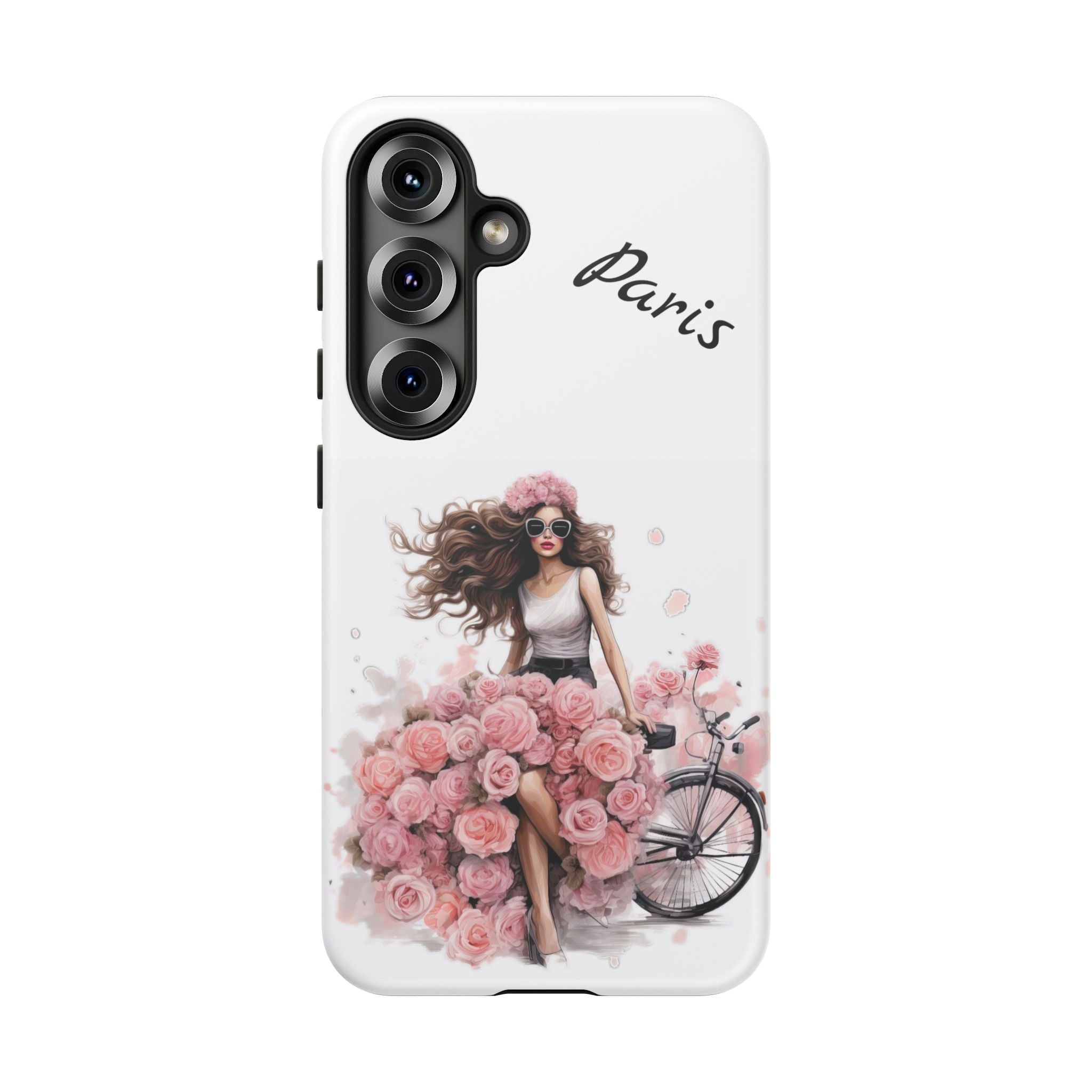 Paris Rose Bicycle woman phone case | Floral iPhone case Printify