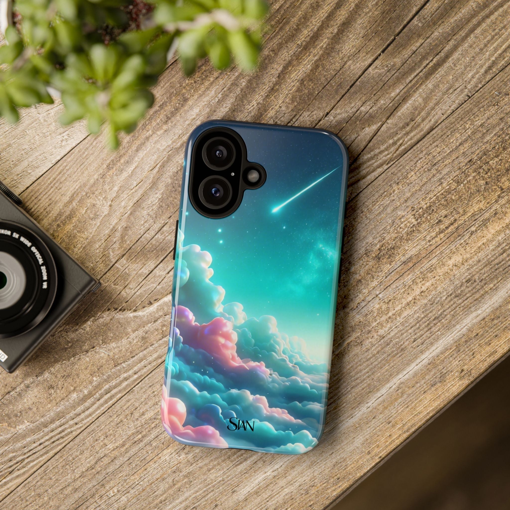 Dreamy Pastel Clouds with Shooting Star phone case Printify