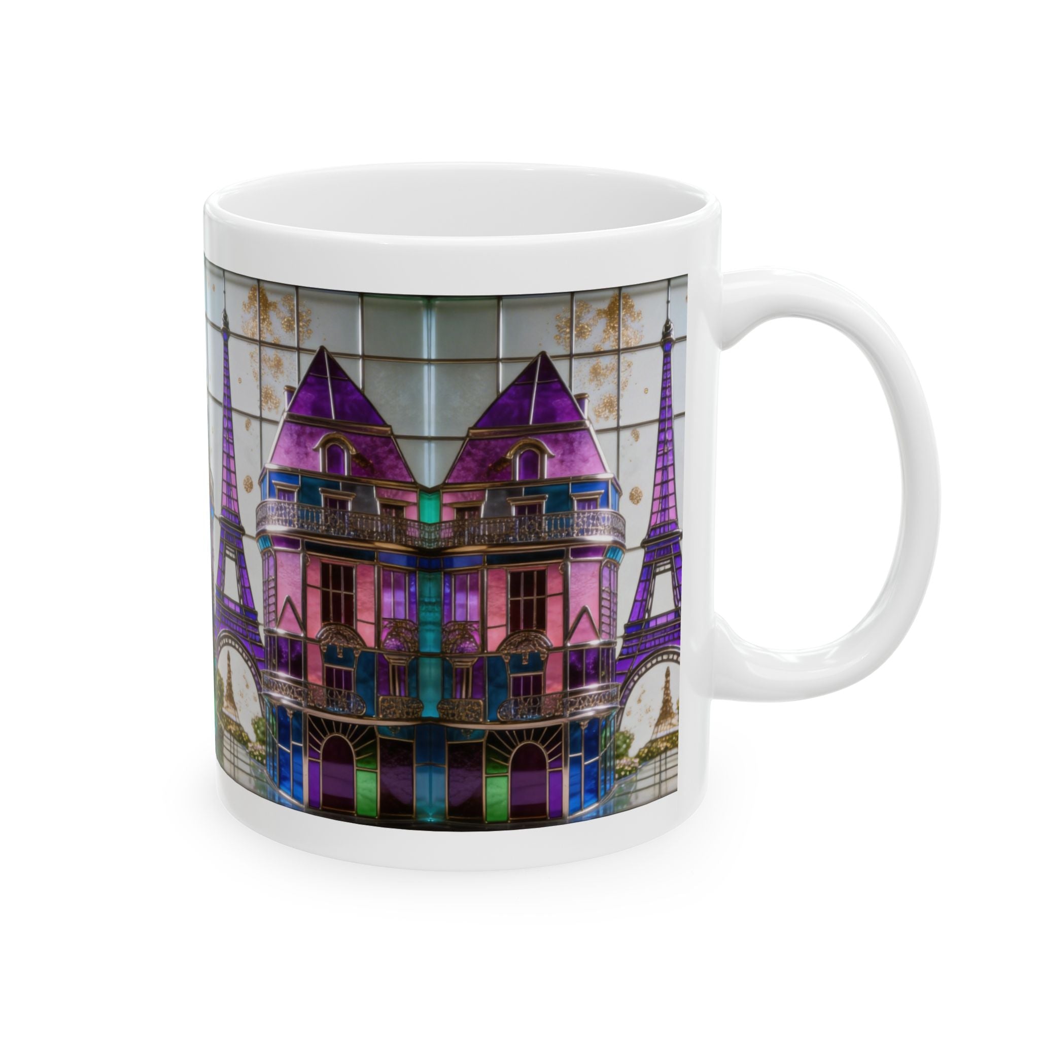 Colorful glass Mug - Colorful Vintage Cityscape (11oz/15oz) Printify
