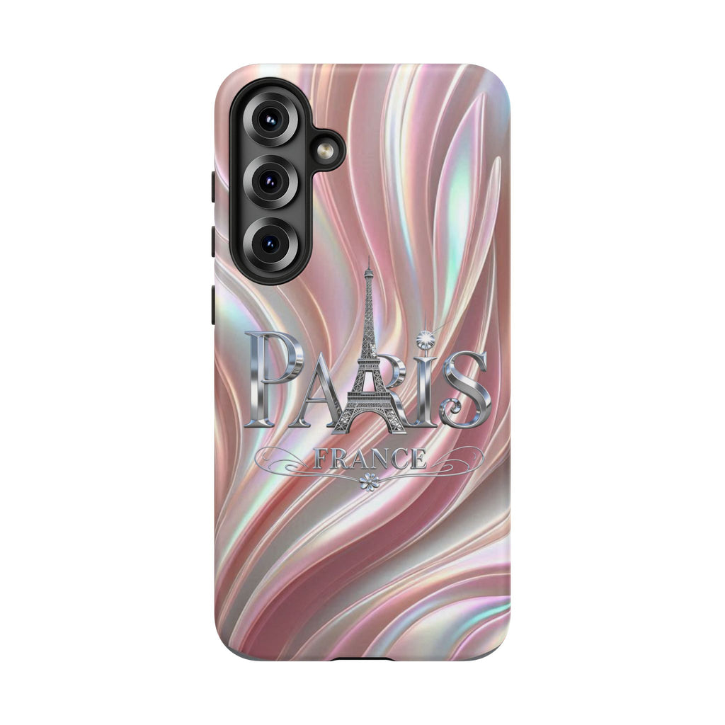 Paris Eiffel Phone Case — Iridescent Swirl Tough Case Printify