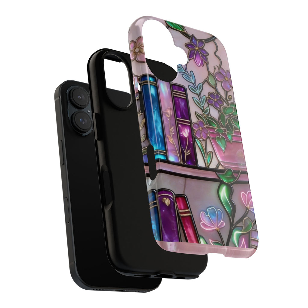 Floral Bookshelf Phone Case — Pastel Botanicals & Magical Book Art Printify