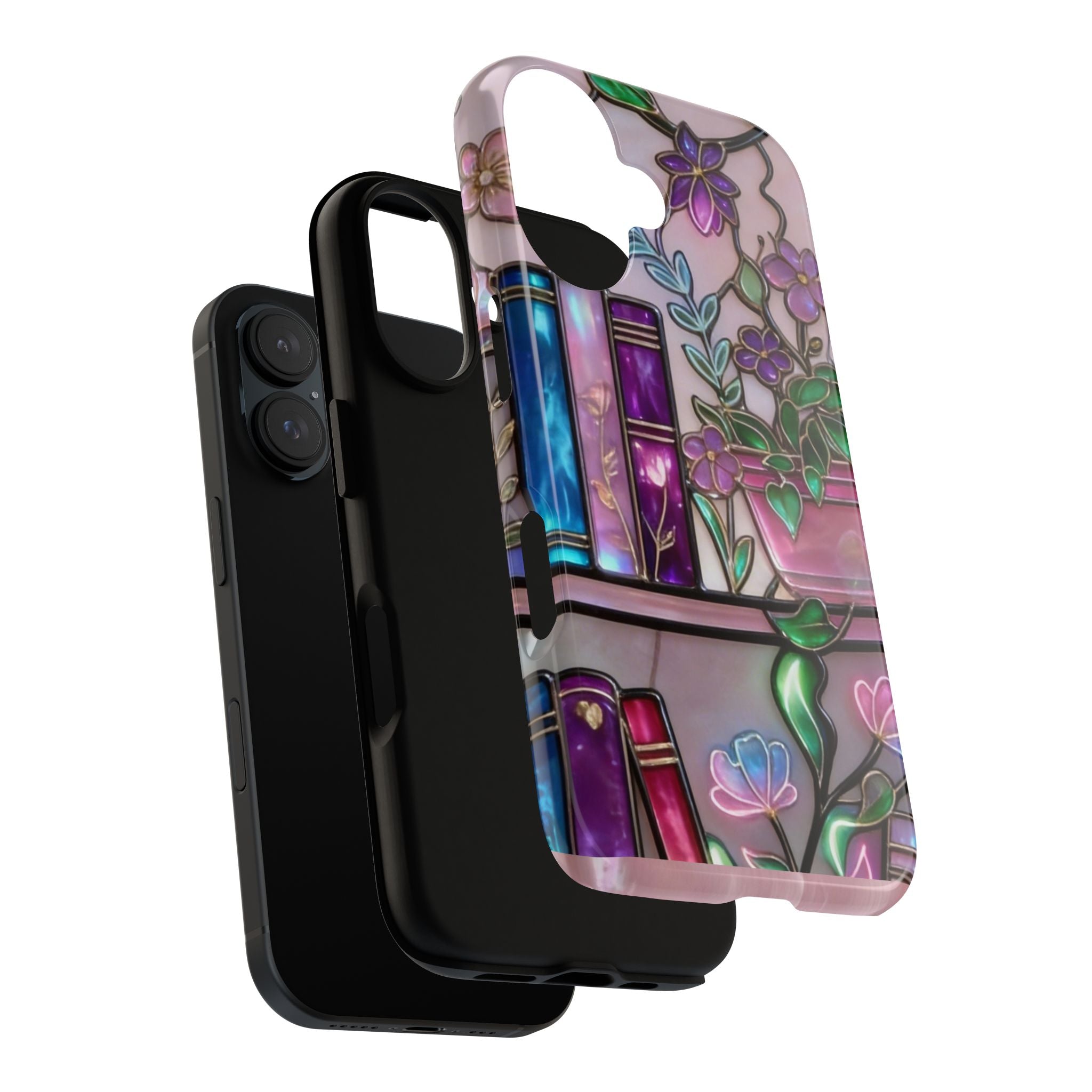 Floral Bookshelf Phone Case — Pastel Botanicals & Magical Book Art Printify