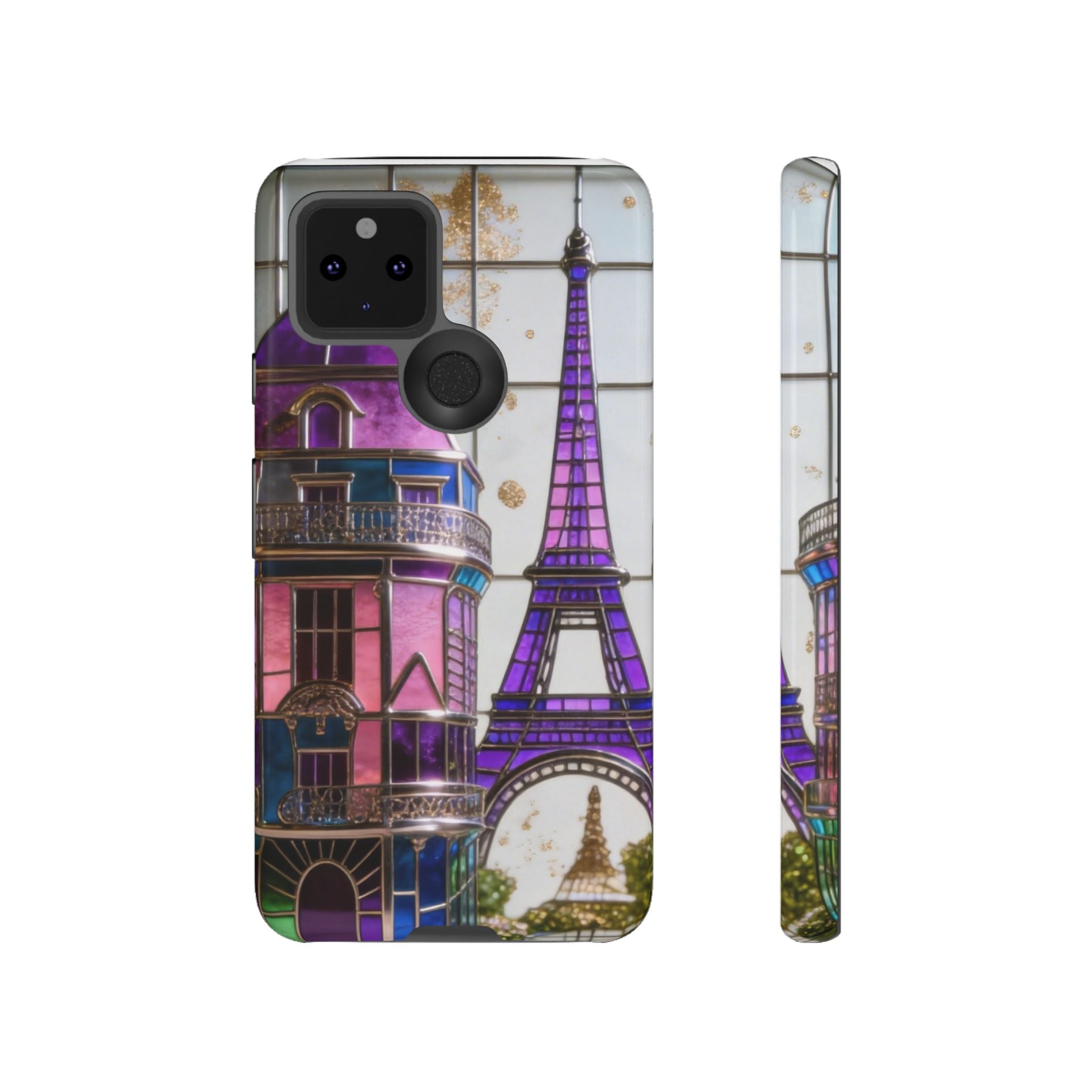 Parisian Eiffel Tower Tough Phone Case — Purple Vintage Cityscape Printify