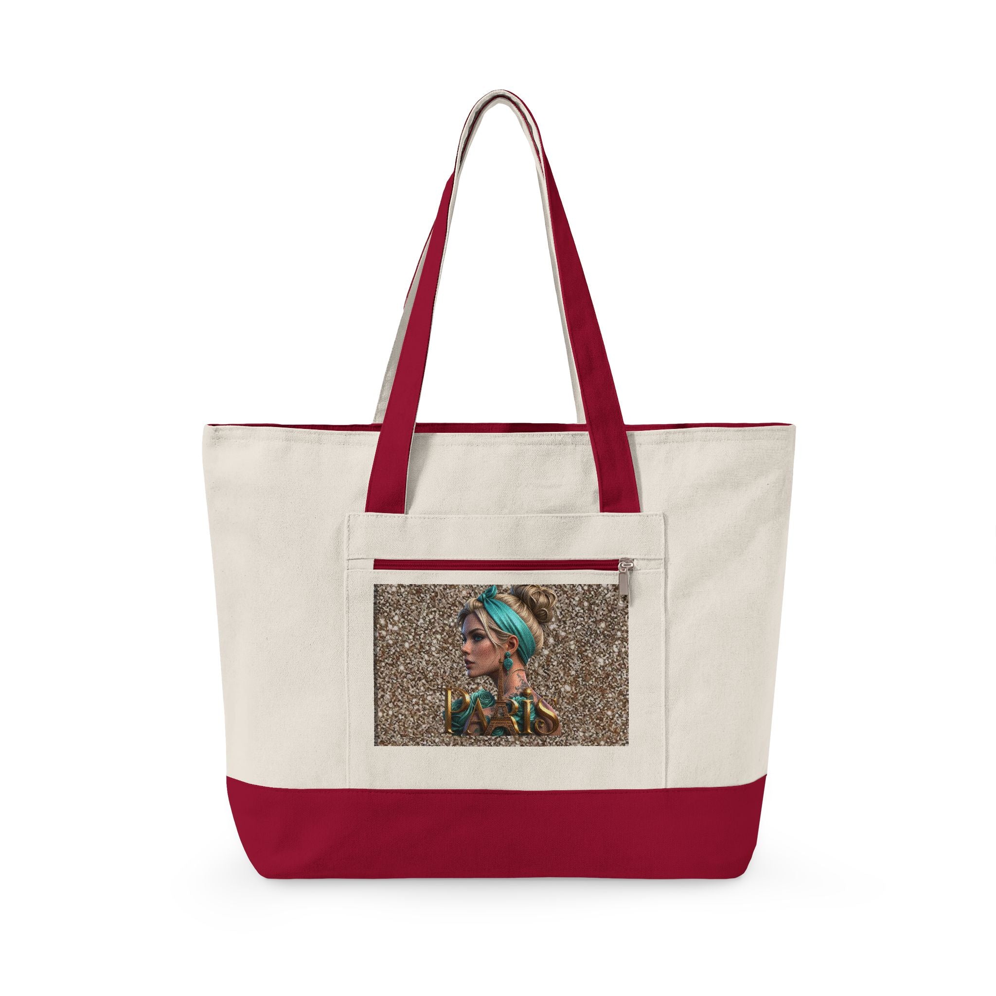 Canvas Tote Bag — Boho Woman Portrait on Glitter Background Printify