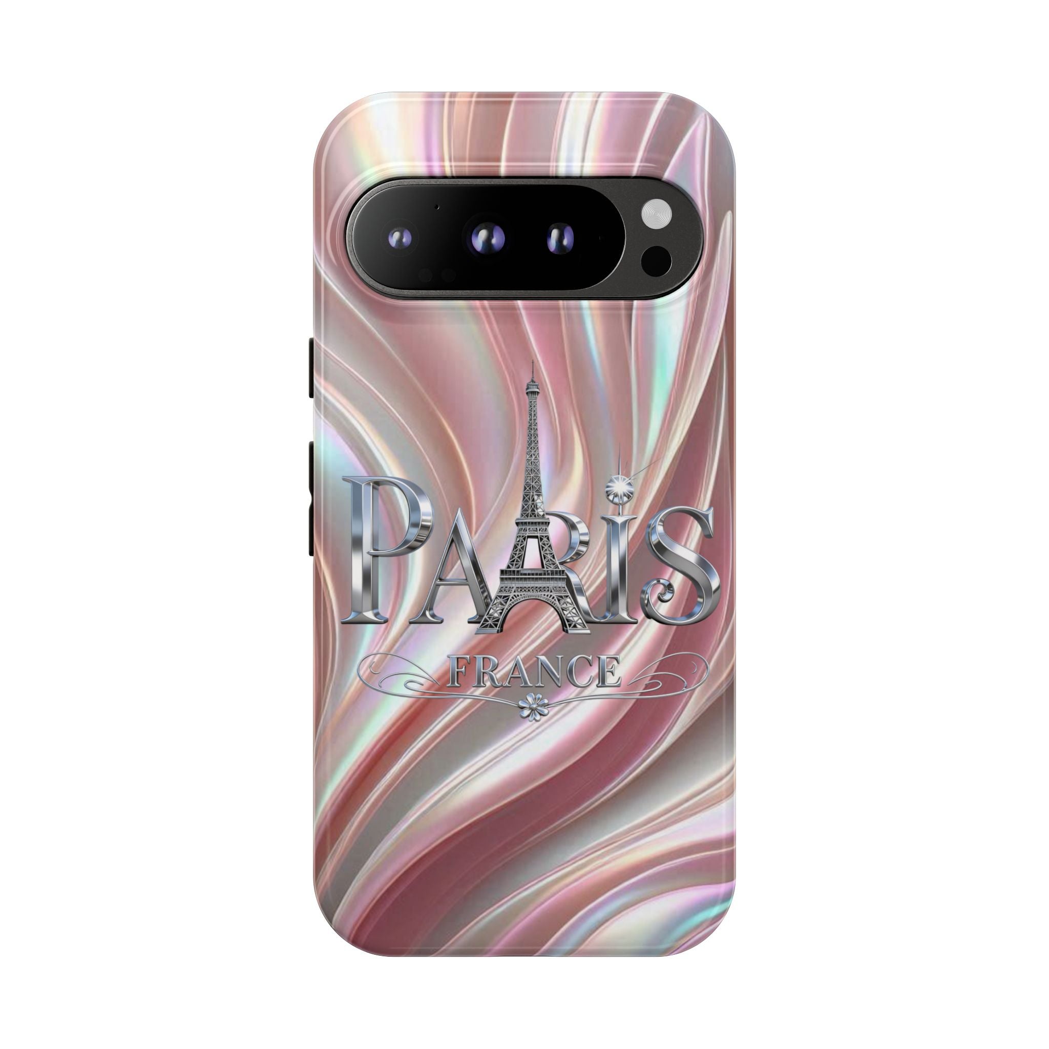 Paris Eiffel Phone Case — Iridescent Swirl Tough Case Printify