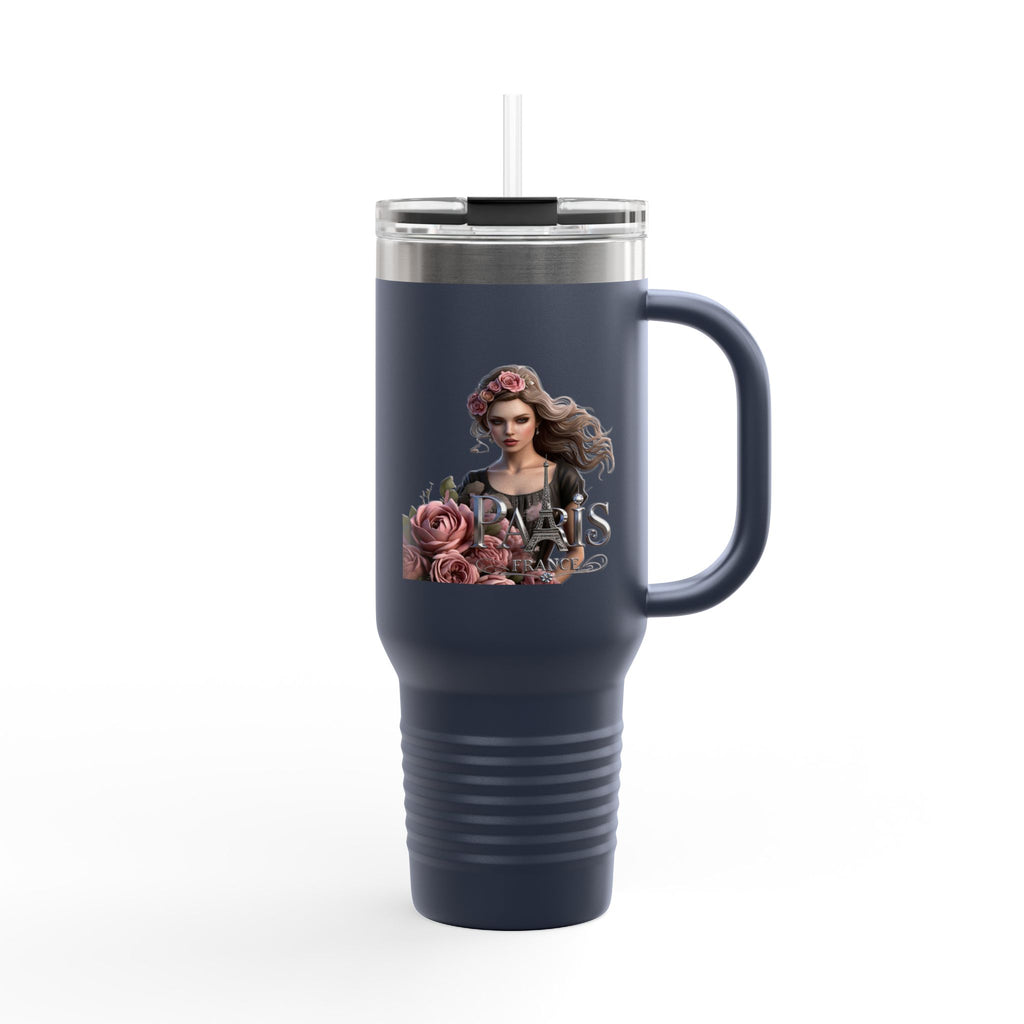 40oz Insulated Travel Mug — Floral Queen Design Printify