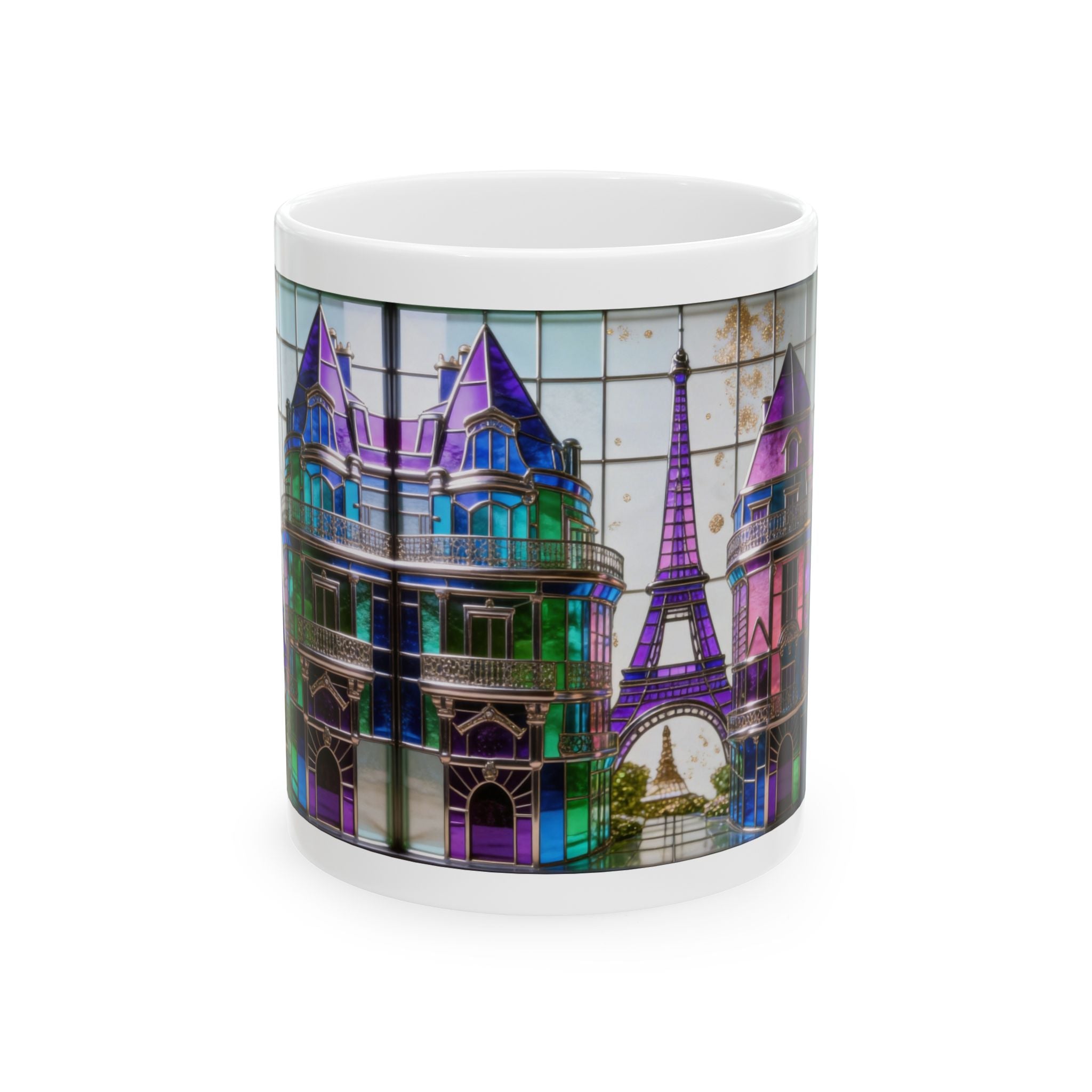 Colorful glass Mug - Colorful Vintage Cityscape (11oz/15oz) Printify