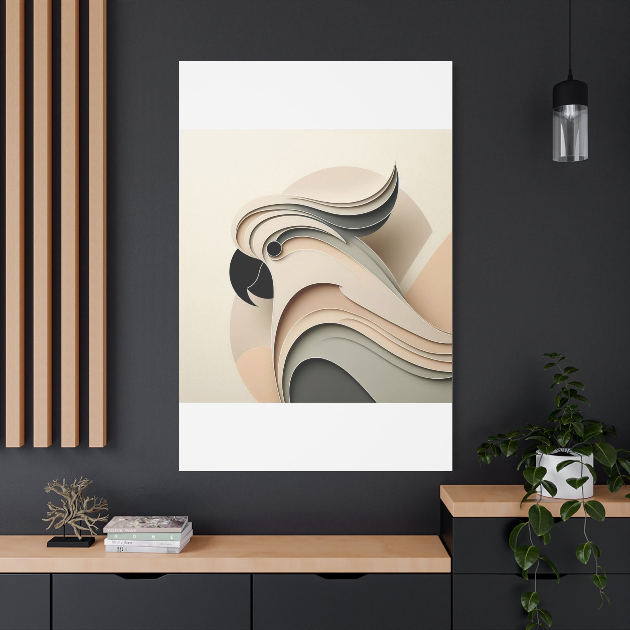 Abstract Paper Cut Cockatoo Matte Canvas Printify
