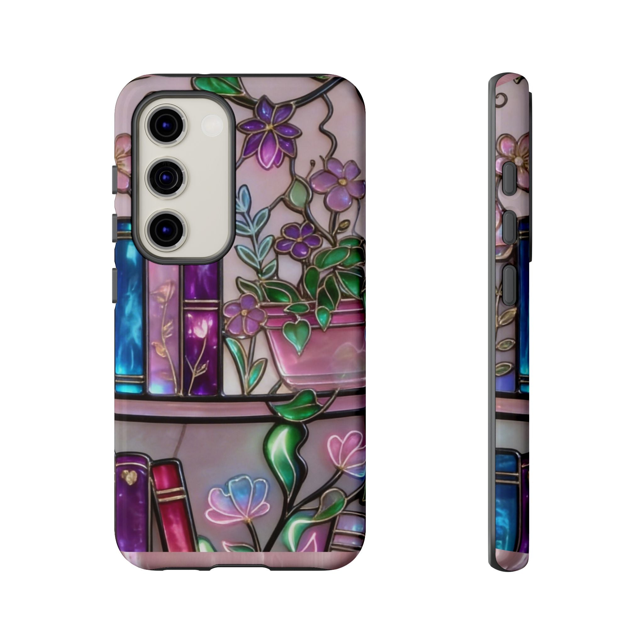 Floral Bookshelf Phone Case — Pastel Botanicals & Magical Book Art Printify