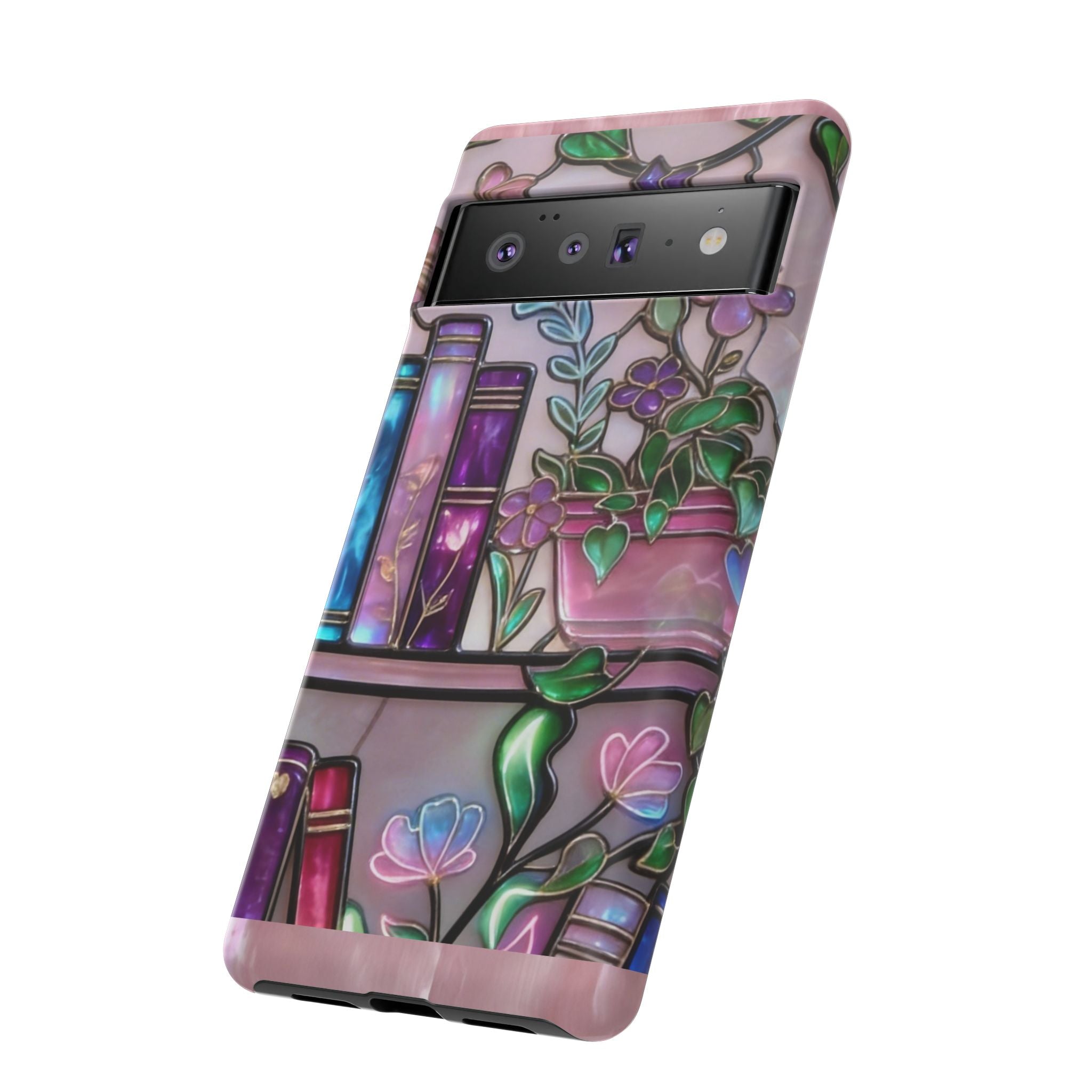 Floral Bookshelf Phone Case — Pastel Botanicals & Magical Book Art Printify