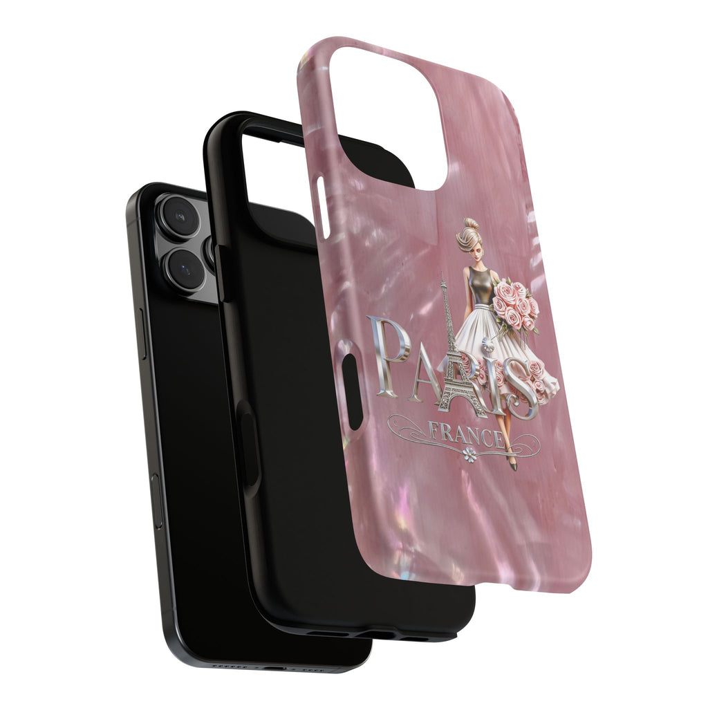 Paris Floral Phone Case - Pink Eiffel Tower Fashion Girl Tough Case Printify