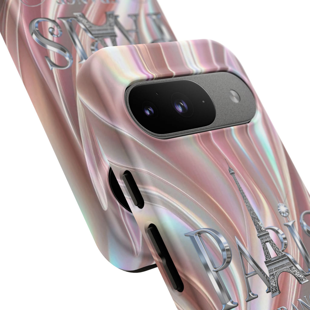 Paris Eiffel Phone Case — Iridescent Swirl Tough Case Printify
