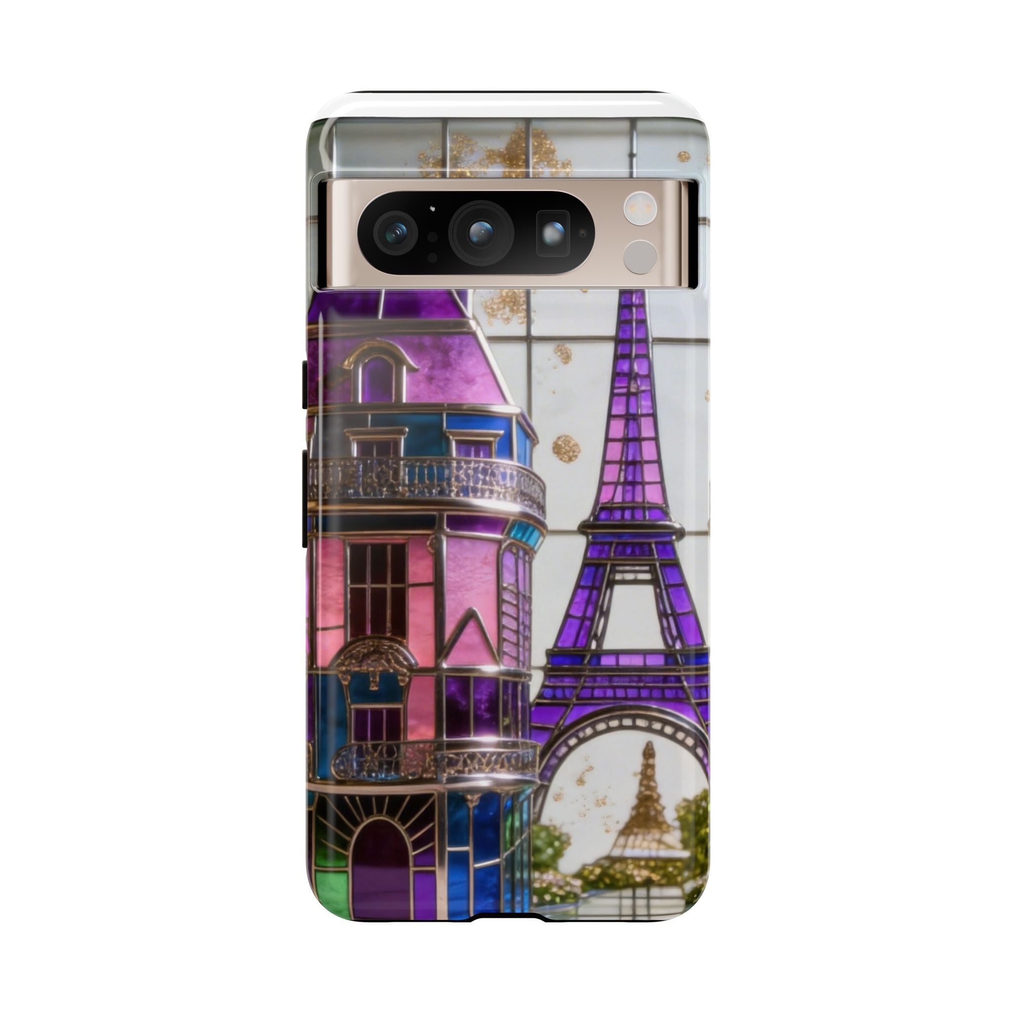 Parisian Eiffel Tower Tough Phone Case — Purple Vintage Cityscape Printify