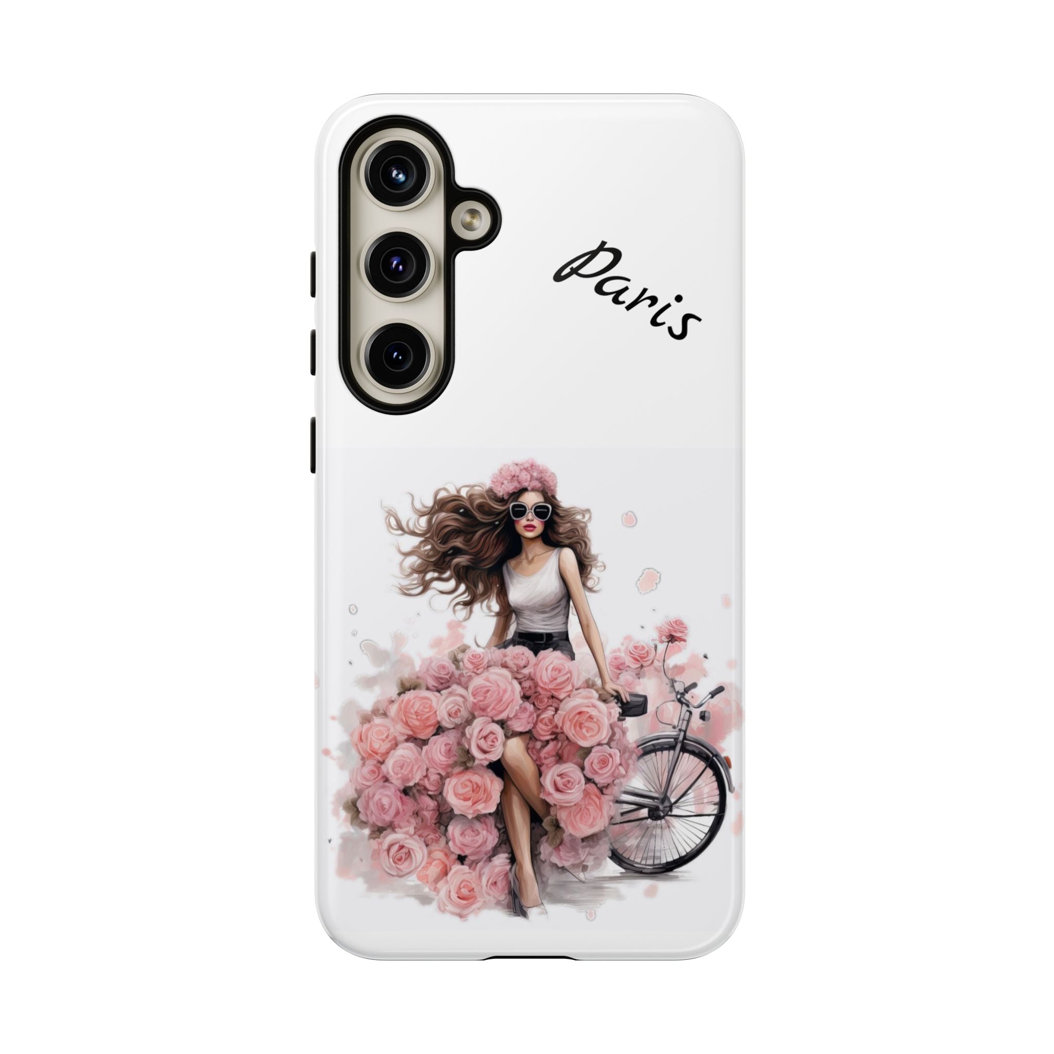 Paris Rose Bicycle woman phone case | Floral iPhone case Printify