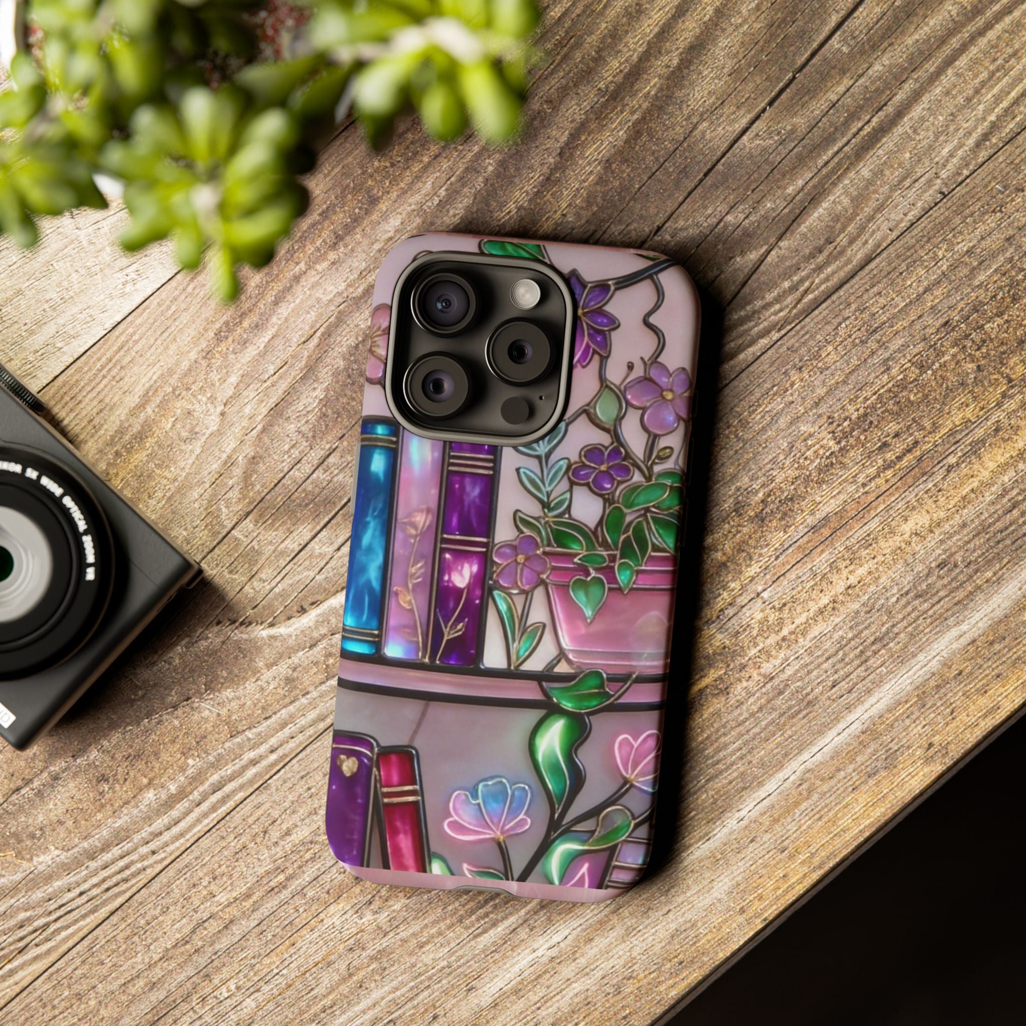 Floral Bookshelf Phone Case — Pastel Botanicals & Magical Book Art Printify
