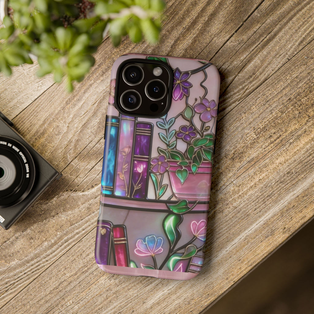 Floral Bookshelf Phone Case — Pastel Botanicals & Magical Book Art Printify