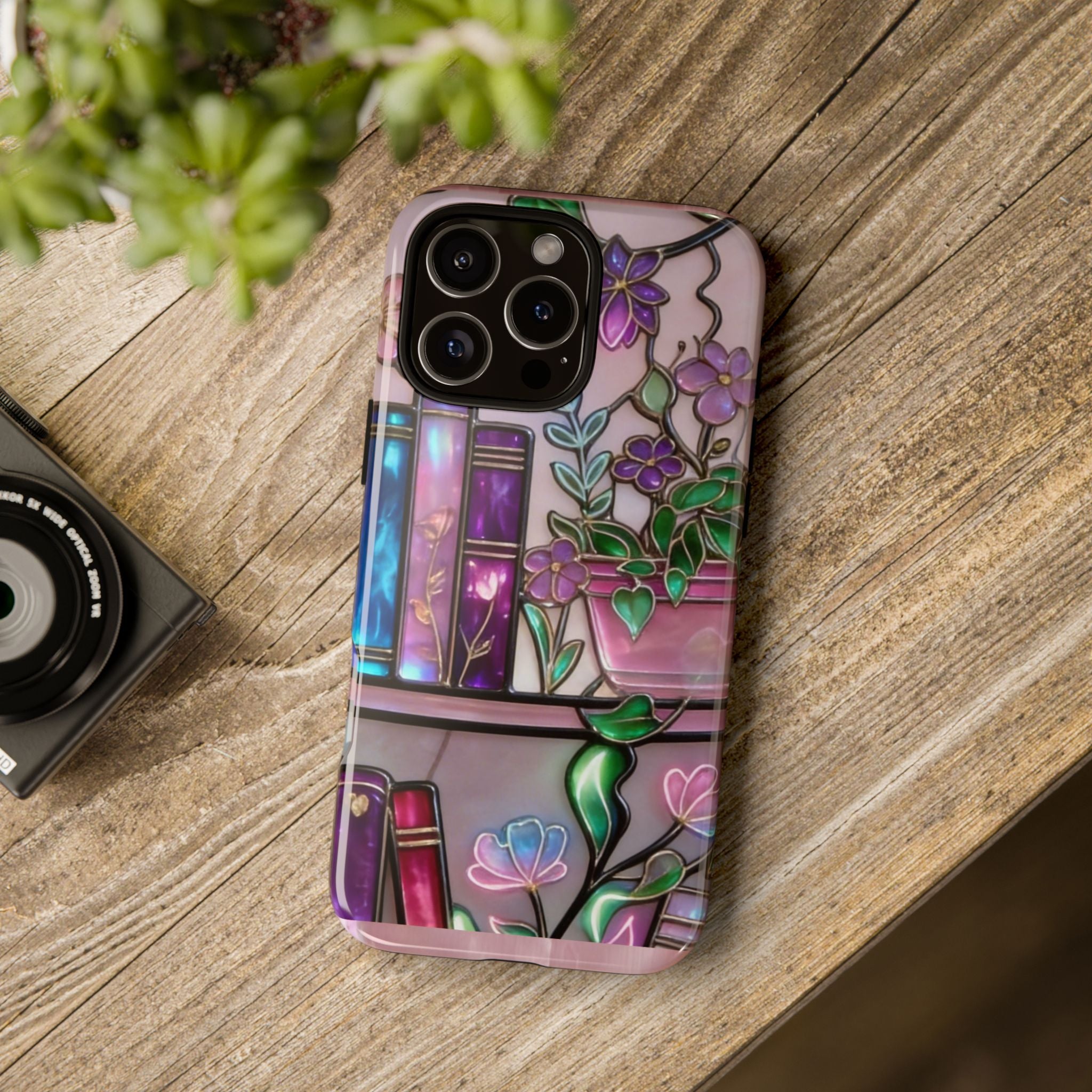 Floral Bookshelf Phone Case — Pastel Botanicals & Magical Book Art Printify