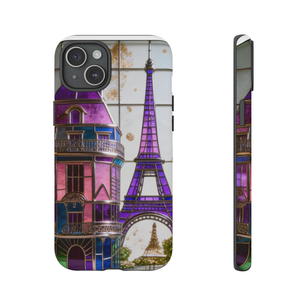 Parisian Eiffel Tower Tough Phone Case — Purple Vintage Cityscape Printify