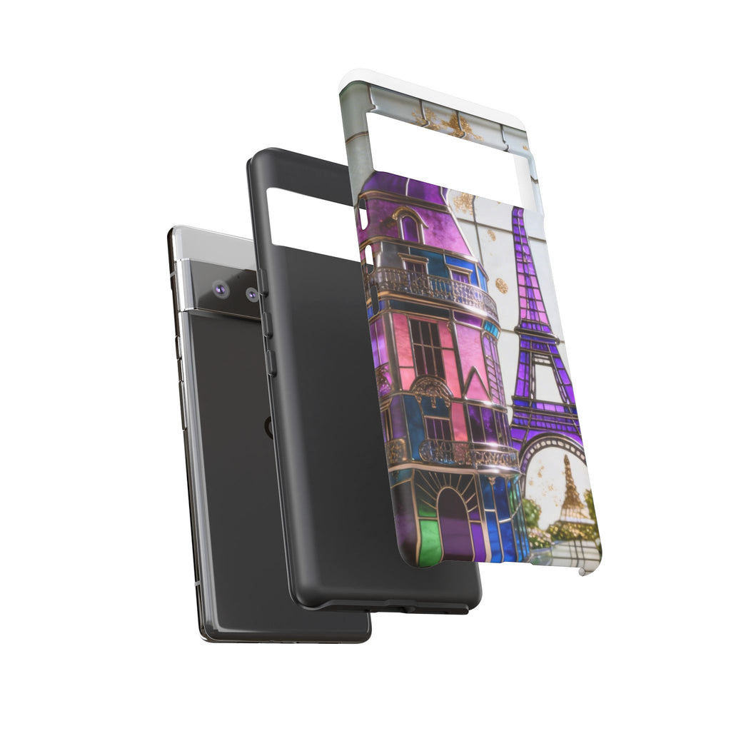 Parisian Eiffel Tower Tough Phone Case — Purple Vintage Cityscape Printify