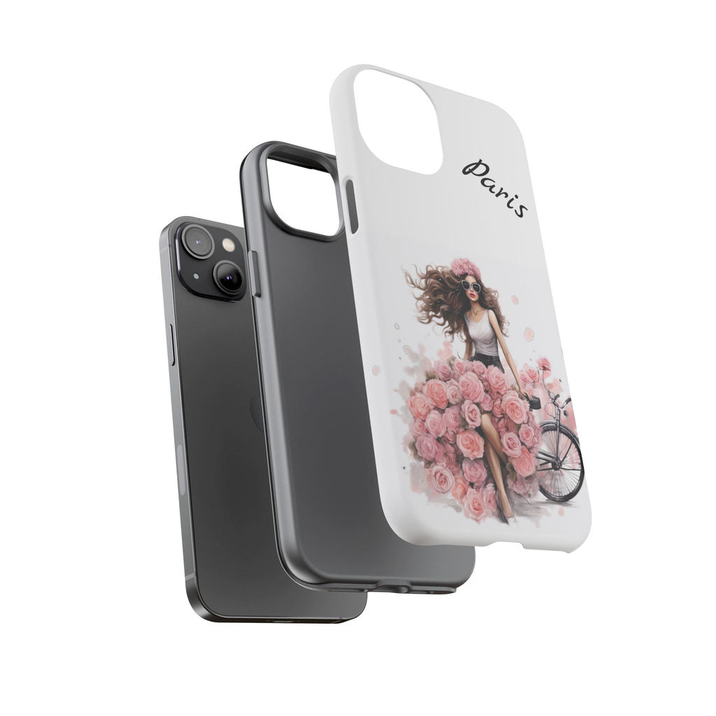 Paris Rose Bicycle woman phone case | Floral iPhone case Printify