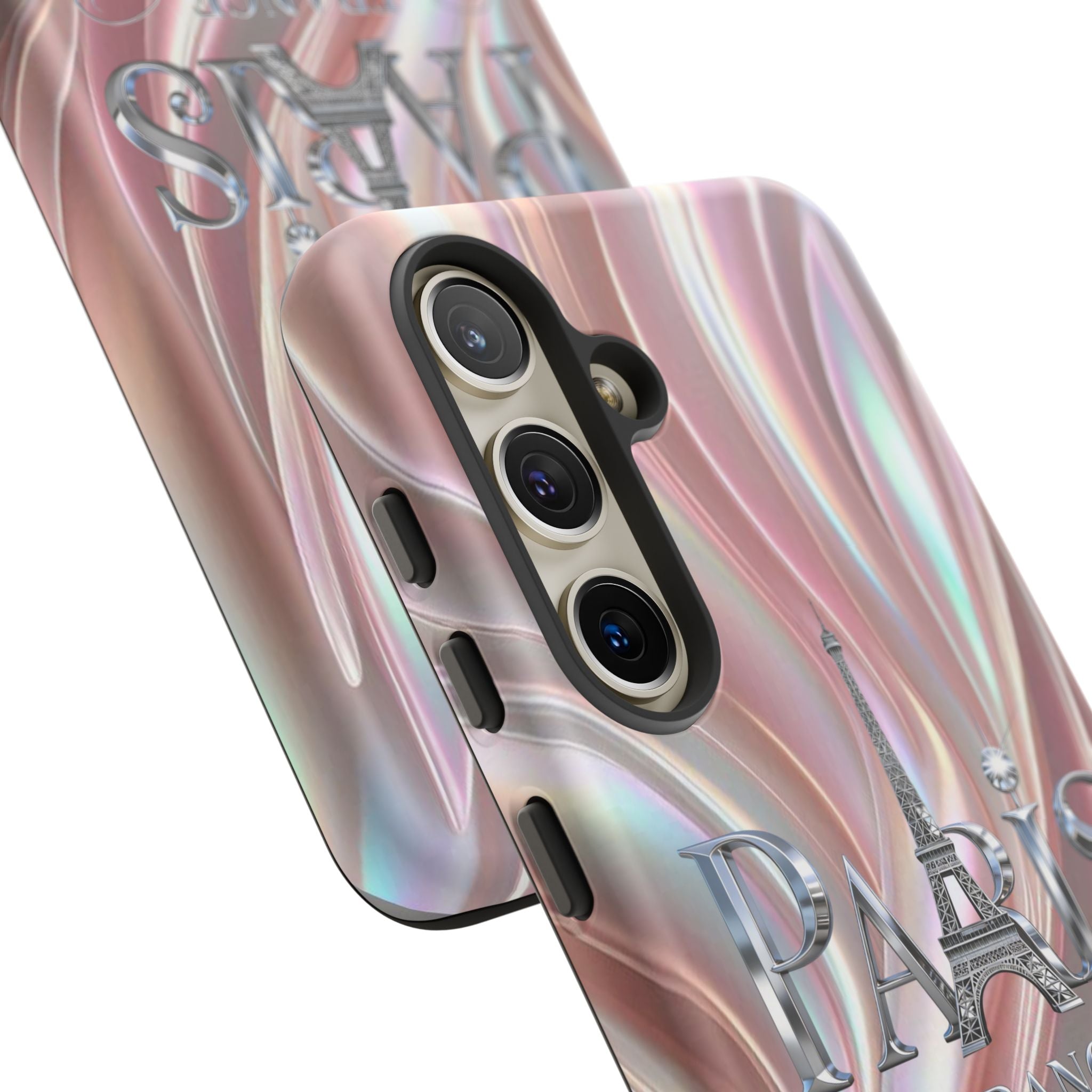 Paris Eiffel Phone Case — Iridescent Swirl Tough Case Printify