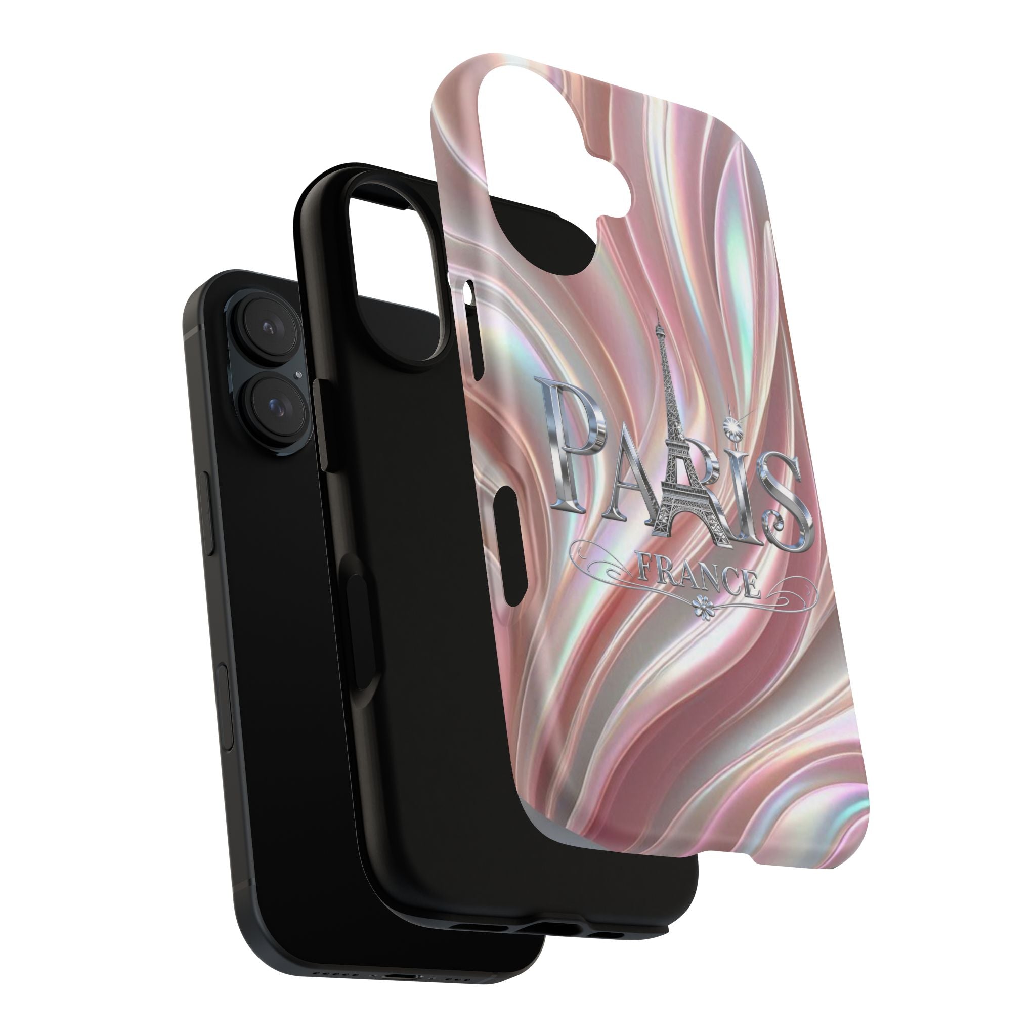 Paris Eiffel Phone Case — Iridescent Swirl Tough Case Printify