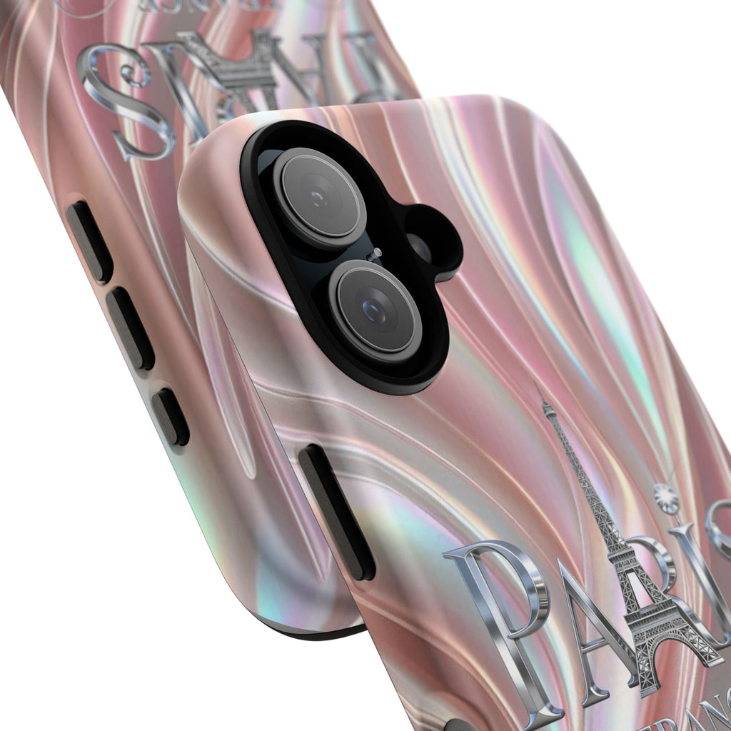 Paris Eiffel Phone Case — Iridescent Swirl Tough Case Printify
