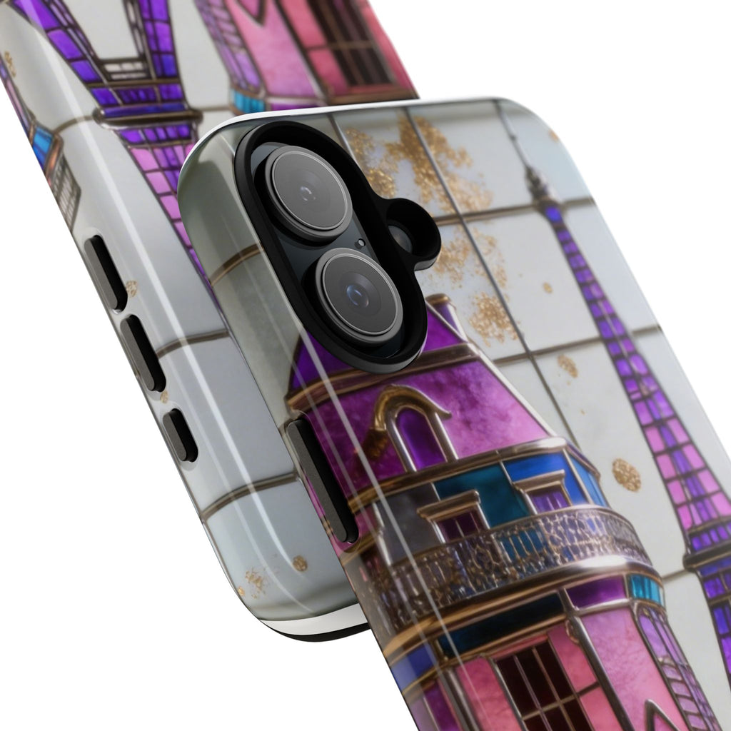Parisian Eiffel Tower Tough Phone Case — Purple Vintage Cityscape Printify