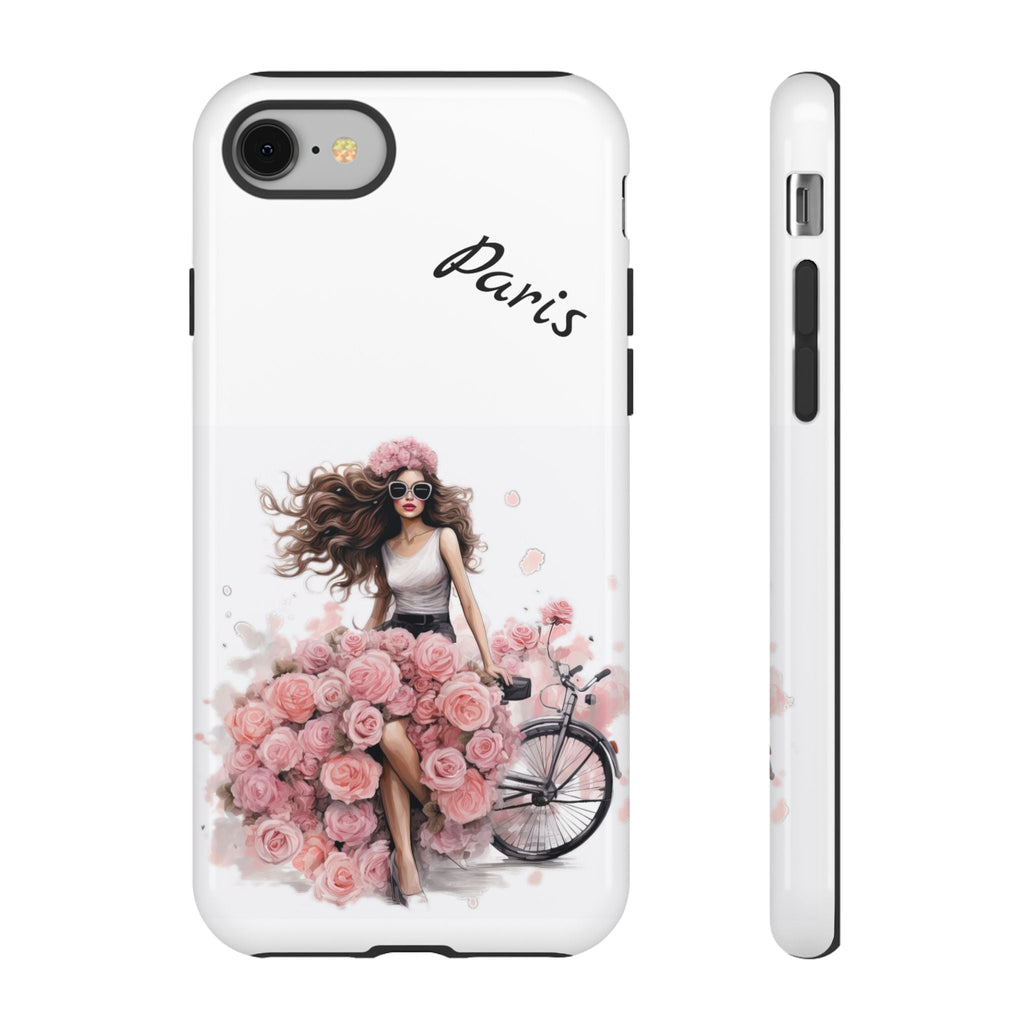 Paris Rose Bicycle woman phone case | Floral iPhone case Printify