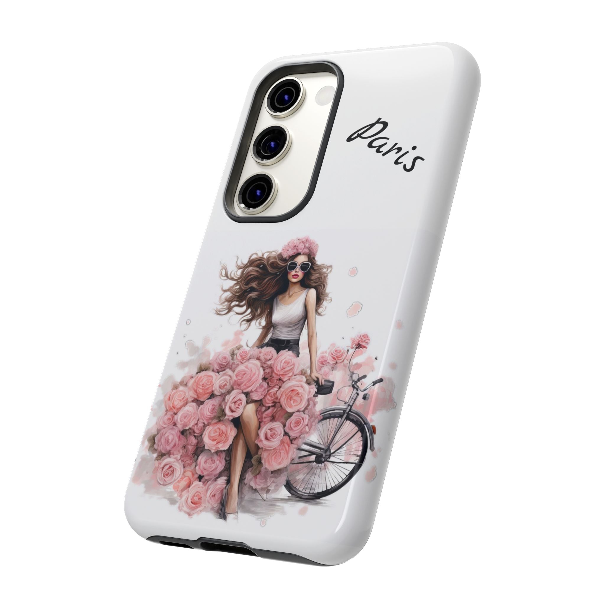 Paris Rose Bicycle woman phone case | Floral iPhone case Printify