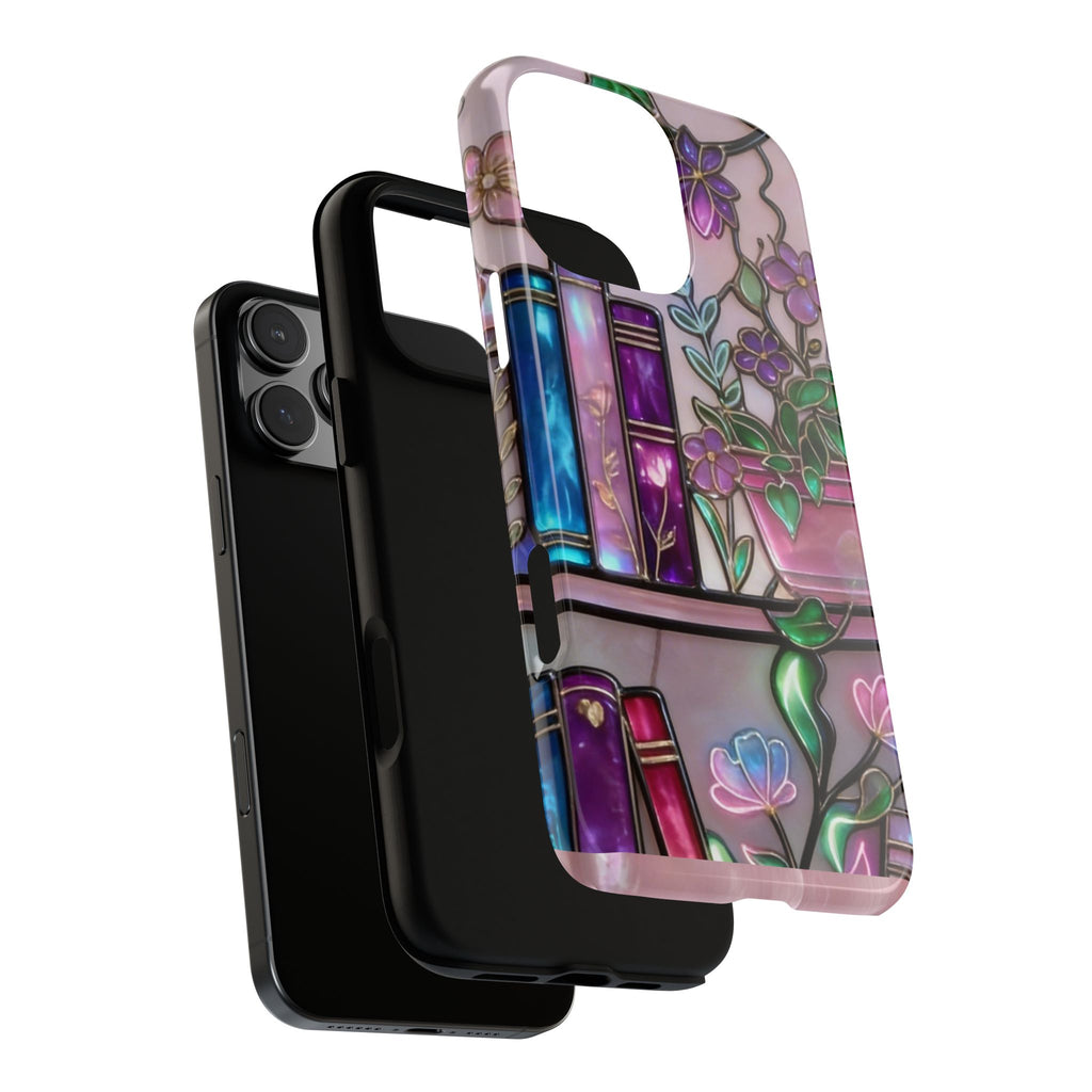 Floral Bookshelf Phone Case — Pastel Botanicals & Magical Book Art Printify
