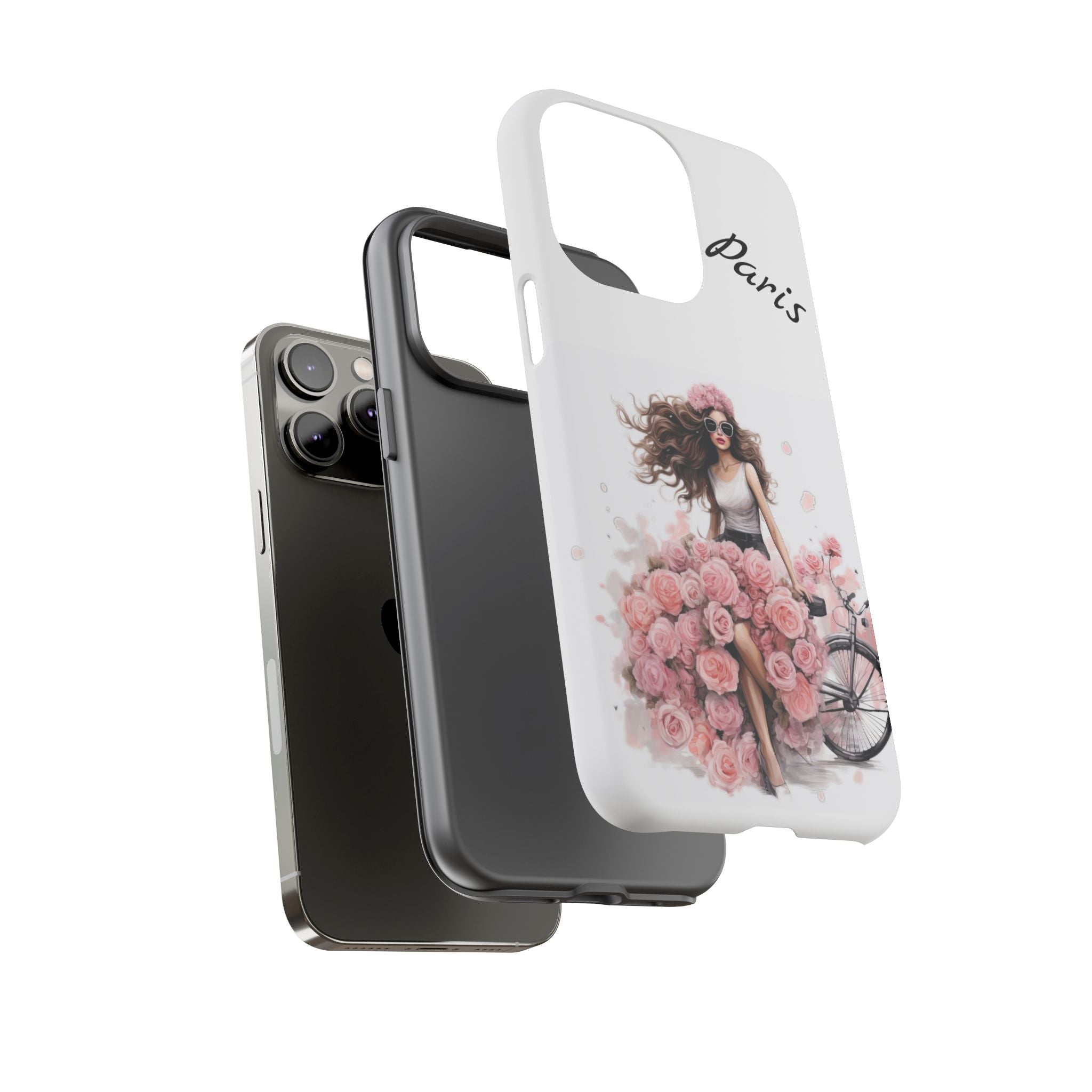 Paris Rose Bicycle woman phone case | Floral iPhone case Printify