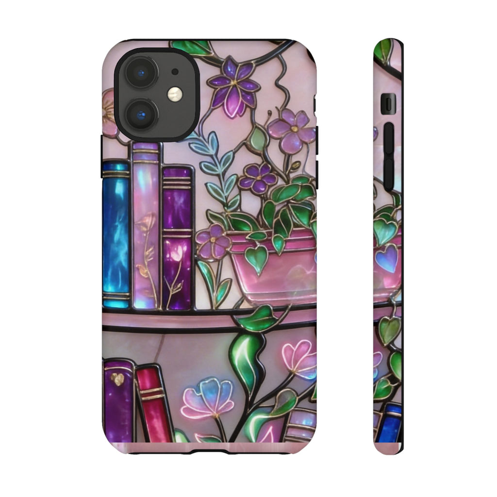 Floral Bookshelf Phone Case — Pastel Botanicals & Magical Book Art Printify
