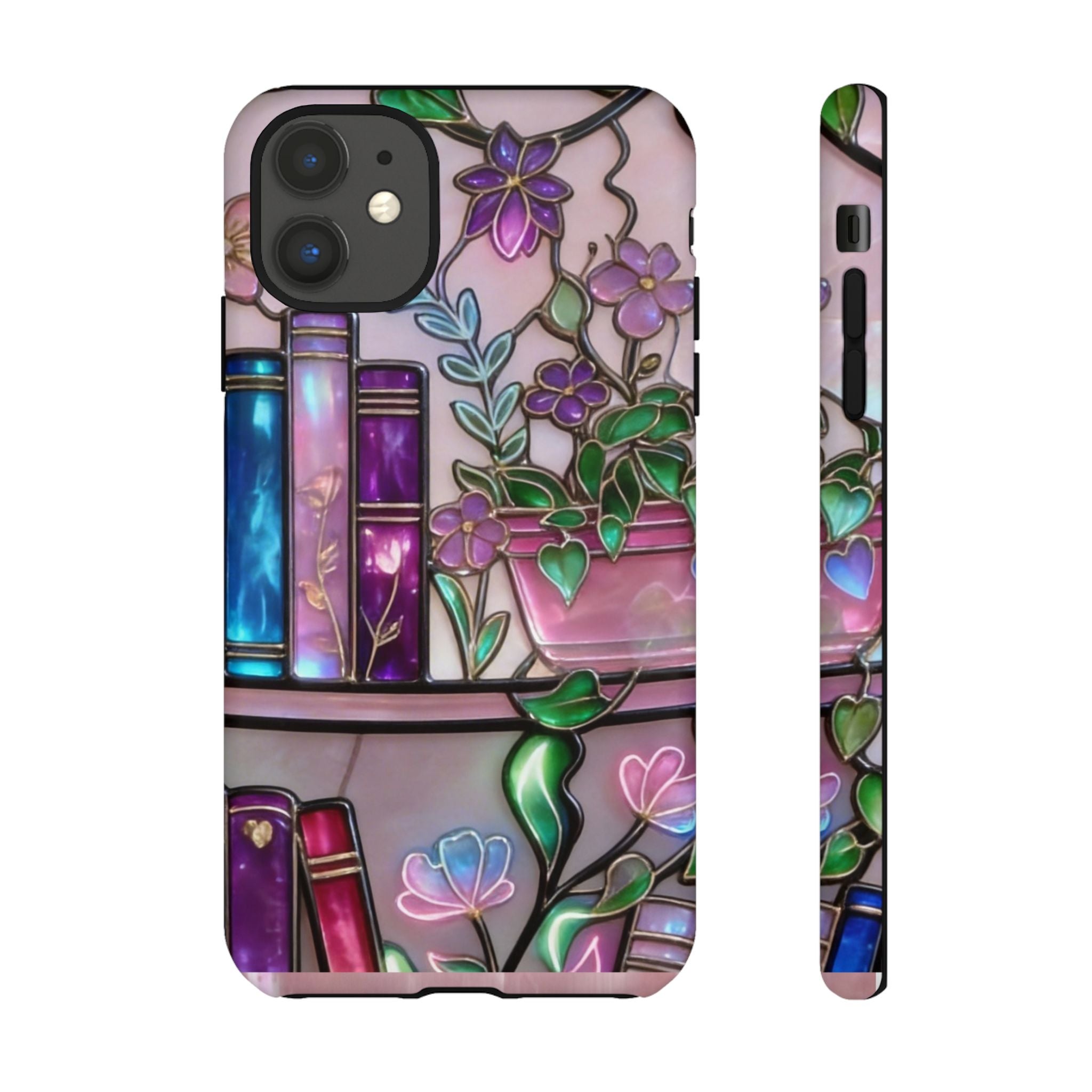 Floral Bookshelf Phone Case — Pastel Botanicals & Magical Book Art Printify