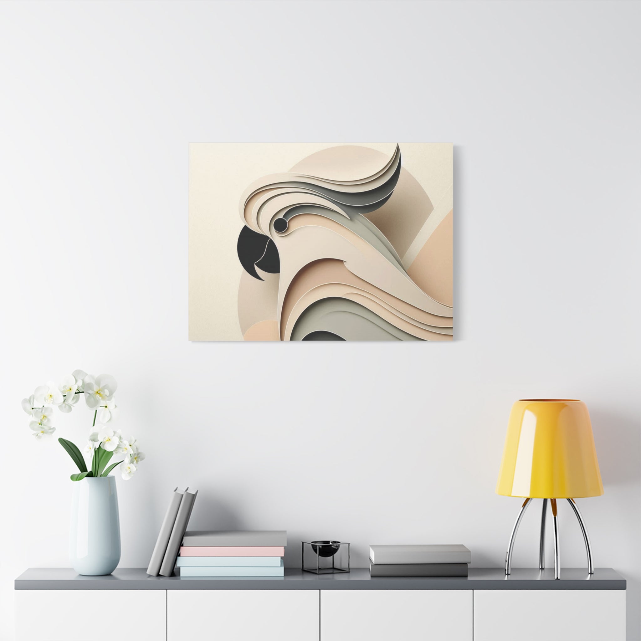 Abstract Paper Cut Cockatoo Matte Canvas Printify