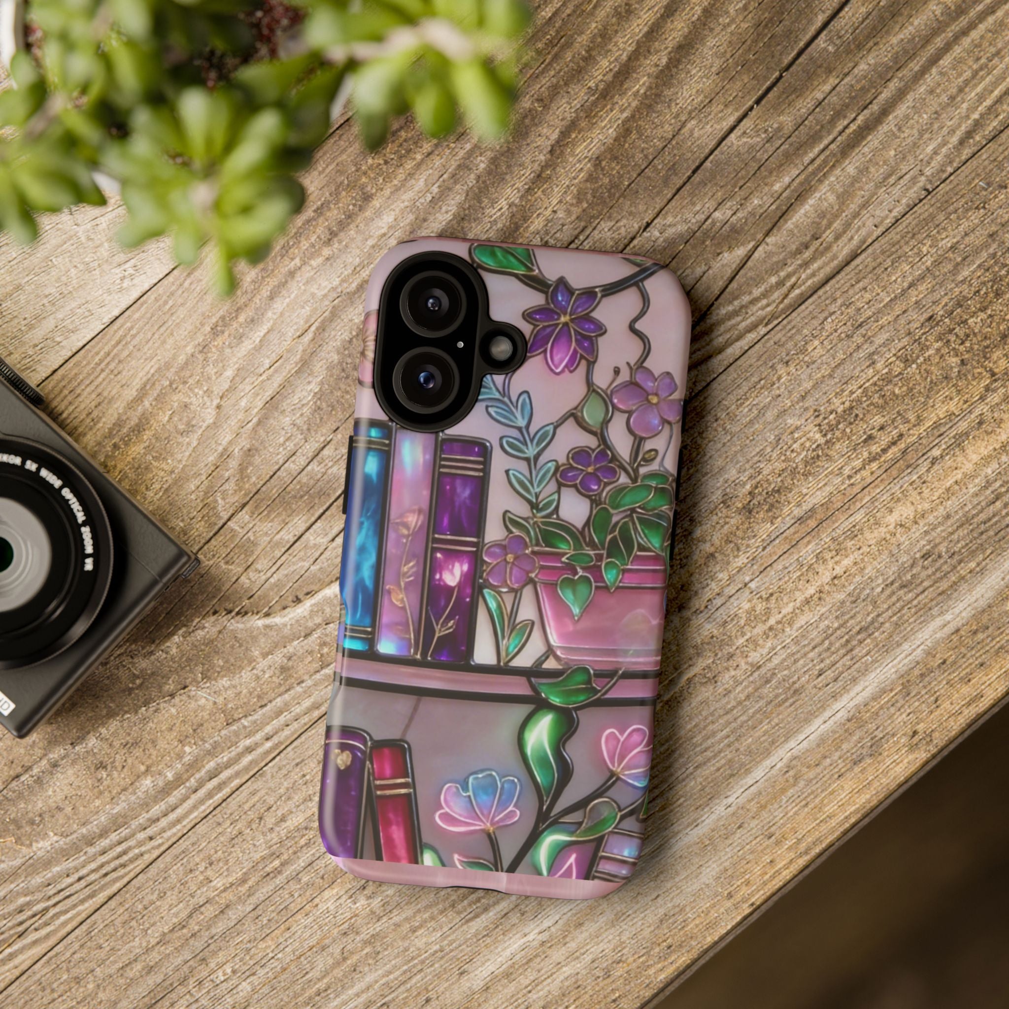 Floral Bookshelf Phone Case — Pastel Botanicals & Magical Book Art Printify