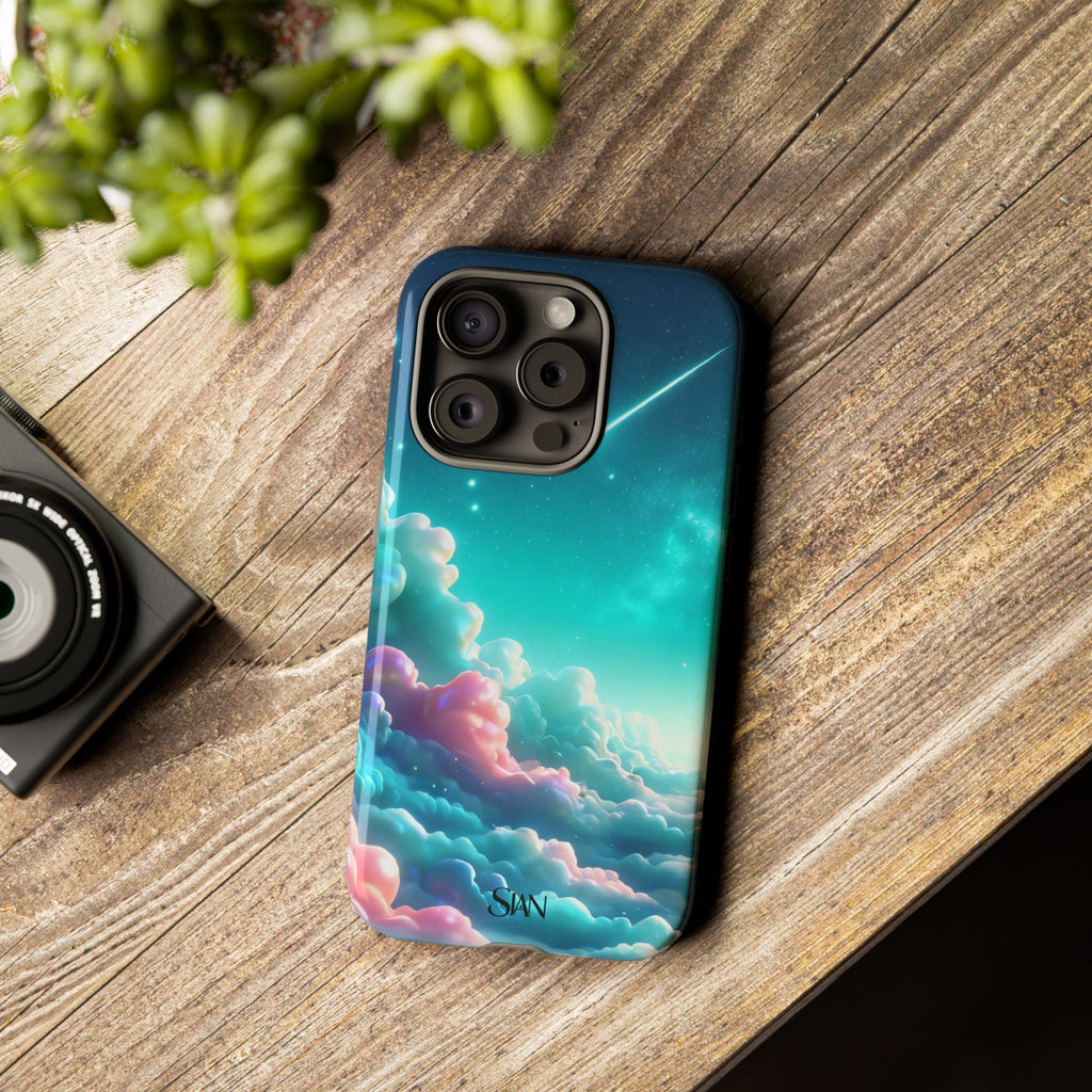 Dreamy Pastel Clouds with Shooting Star phone case Printify