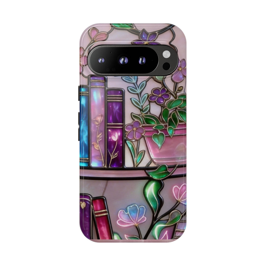 Floral Bookshelf Phone Case — Pastel Botanicals & Magical Book Art Printify