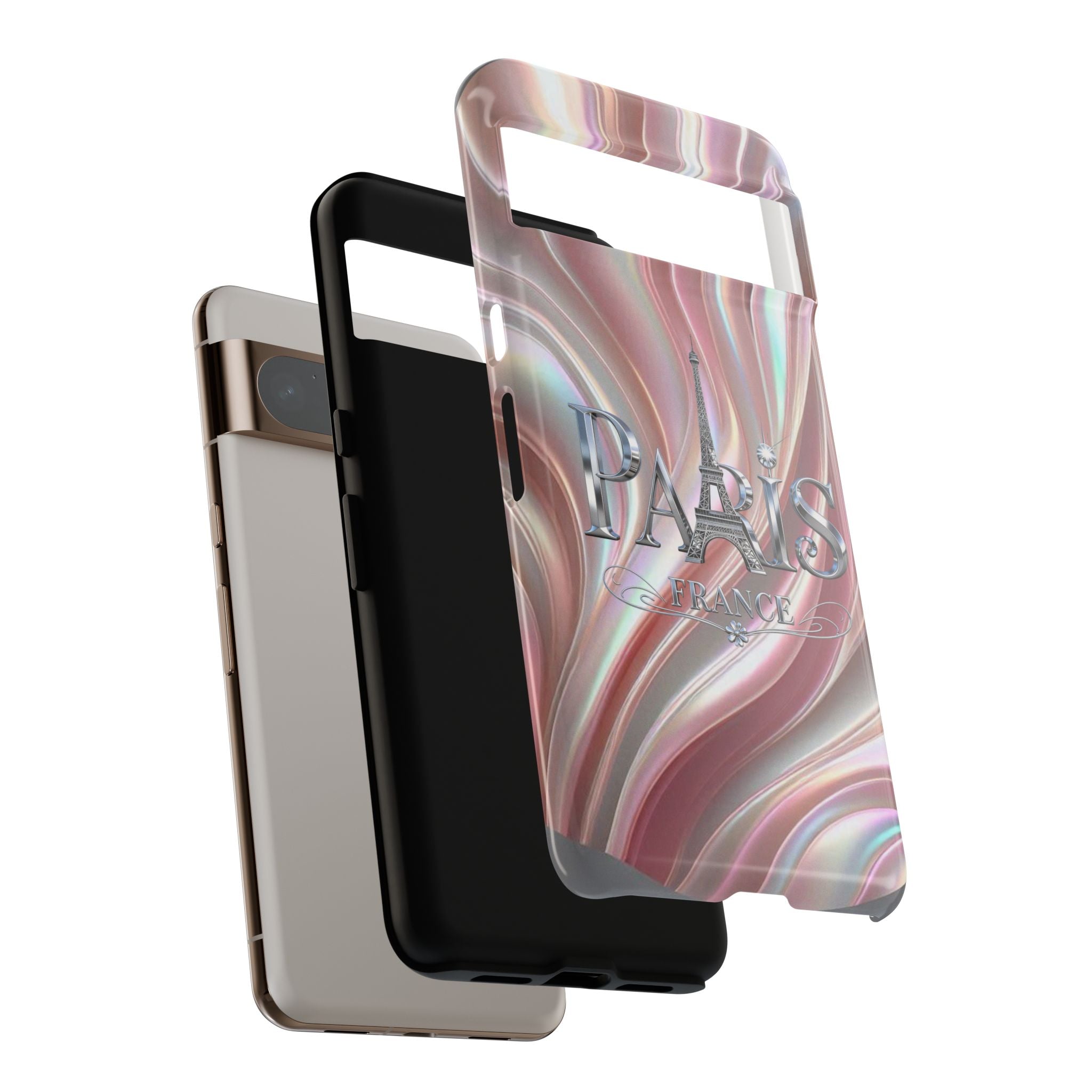 Paris Eiffel Phone Case — Iridescent Swirl Tough Case Printify