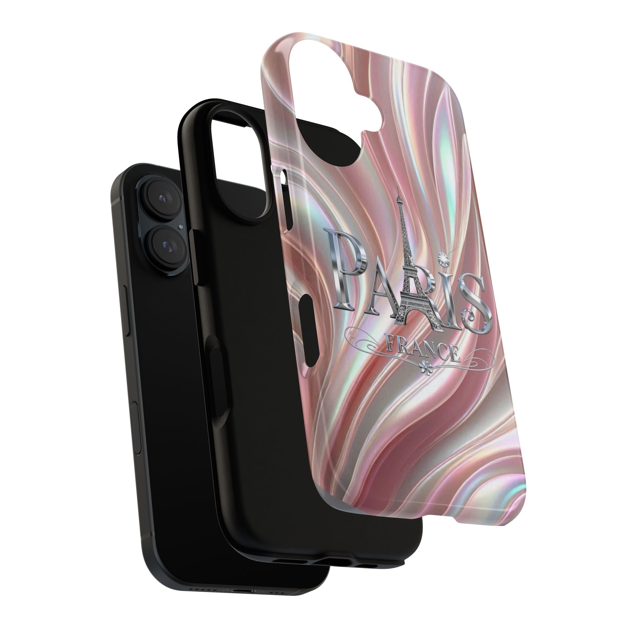 Paris Eiffel Phone Case — Iridescent Swirl Tough Case Printify