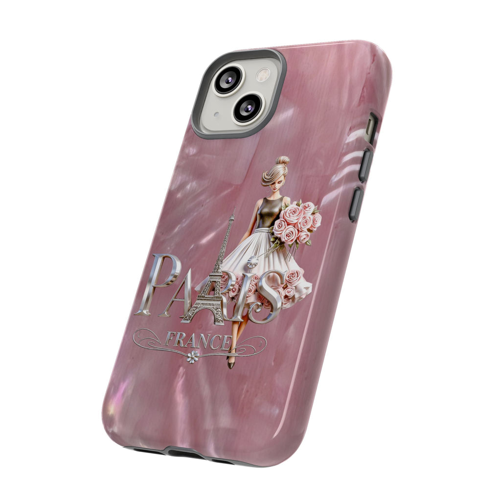 Paris Floral Phone Case - Pink Eiffel Tower Fashion Girl Tough Case Printify