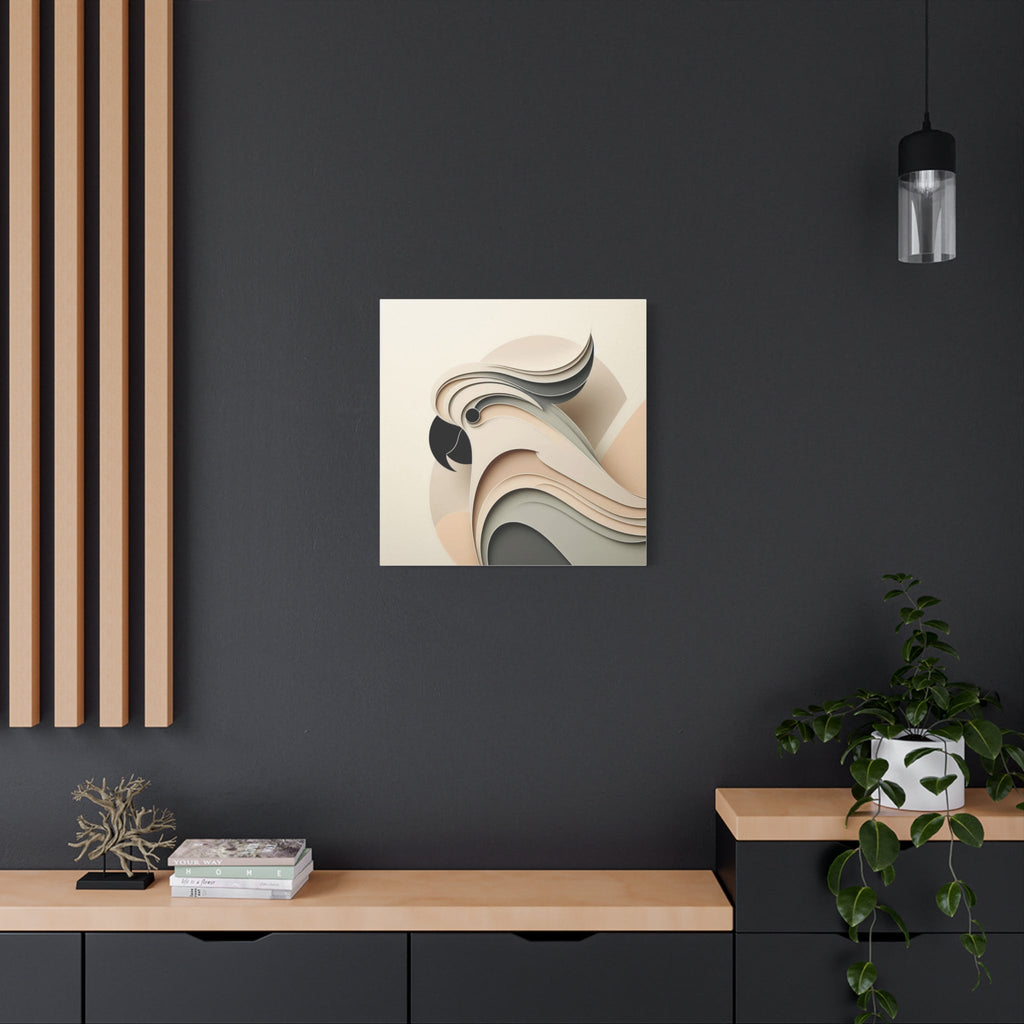 Abstract Paper Cut Cockatoo Matte Canvas Printify