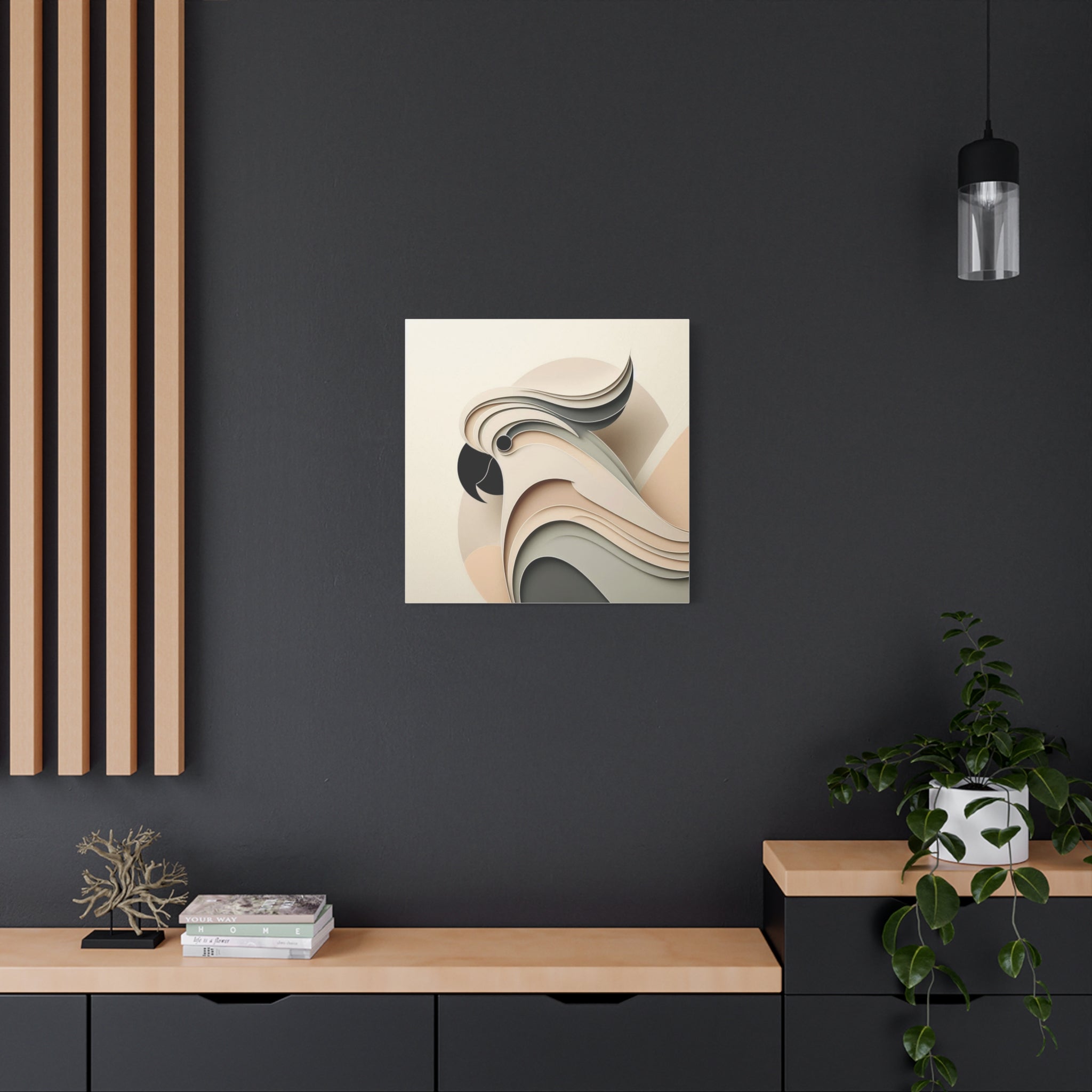 Abstract Paper Cut Cockatoo Matte Canvas Printify