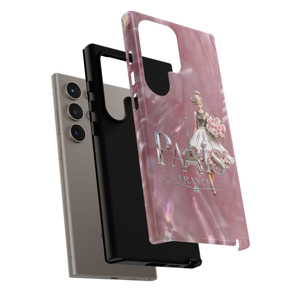 Paris Floral Phone Case - Pink Eiffel Tower Fashion Girl Tough Case Printify