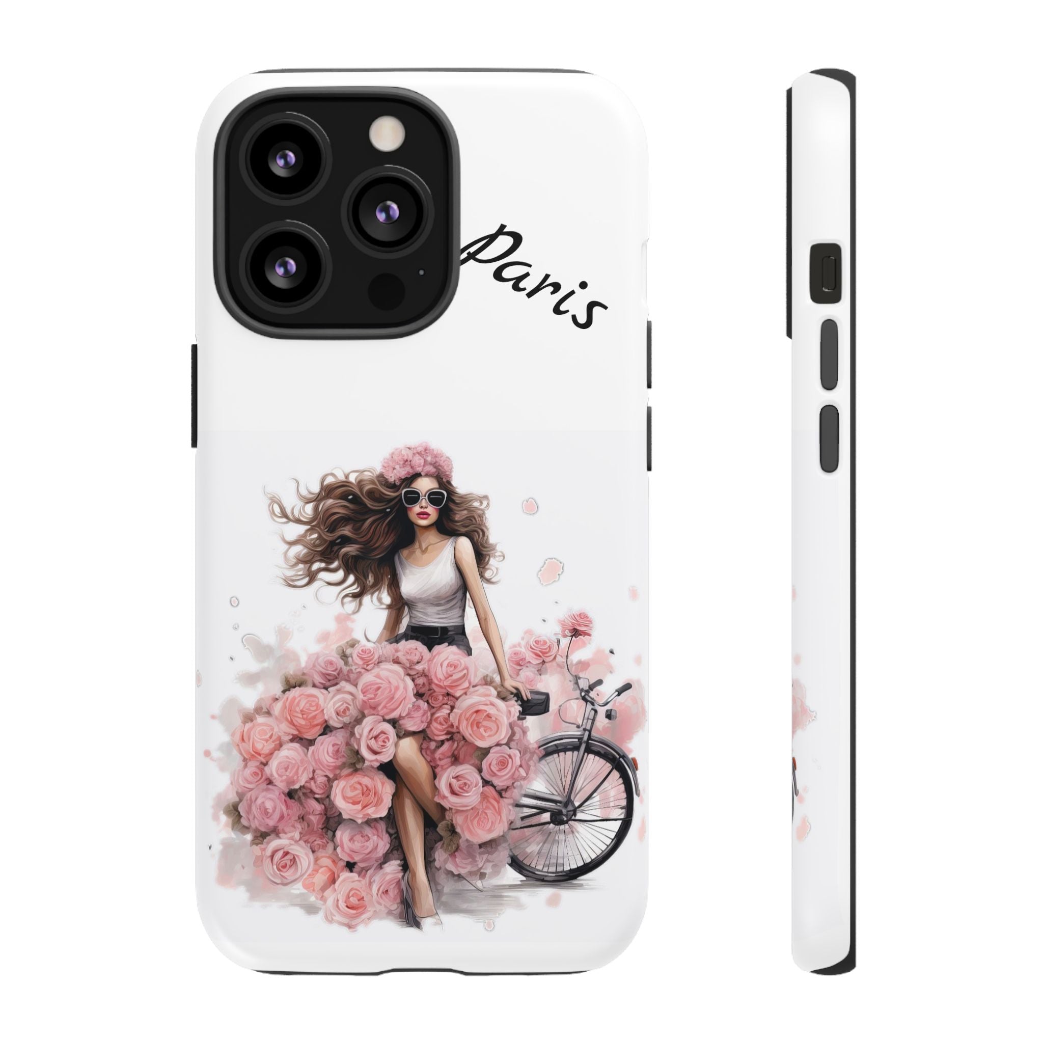 Paris Rose Bicycle woman phone case | Floral iPhone case Printify