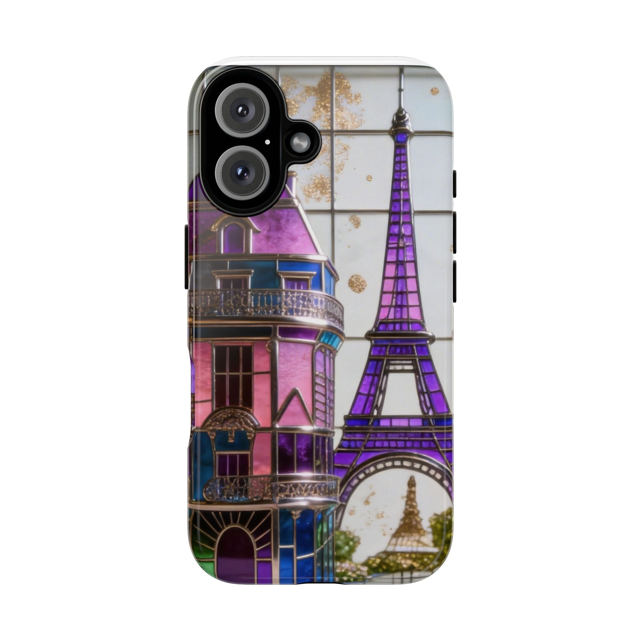Parisian Eiffel Tower Tough Phone Case — Purple Vintage Cityscape Printify