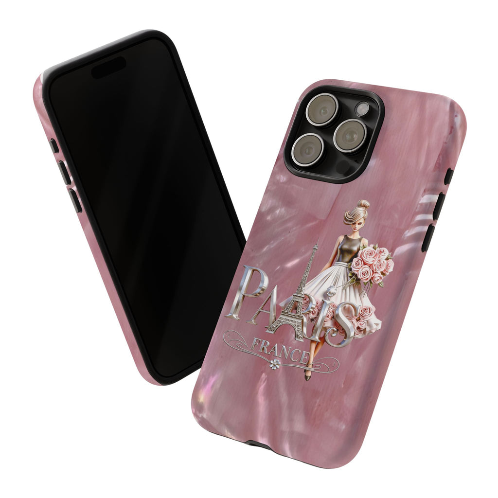 Paris Floral Phone Case - Pink Eiffel Tower Fashion Girl Tough Case Printify