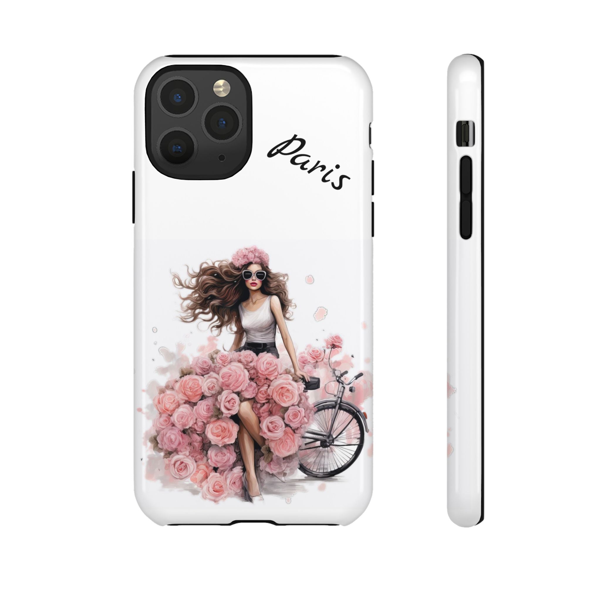 Paris Rose Bicycle woman phone case | Floral iPhone case Printify