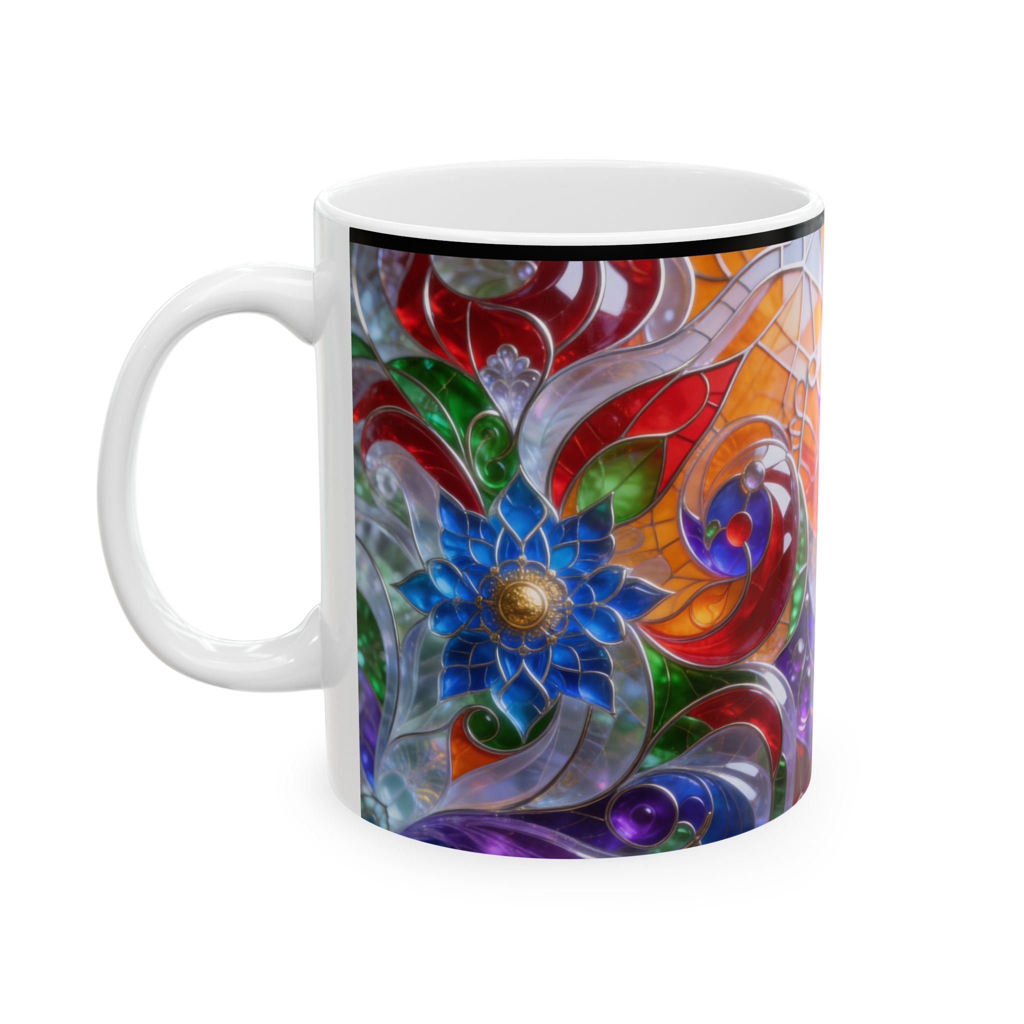 Color Glass Abstract Ceramic Mug — Colorful Kaleidoscope 11oz & 15oz Printify