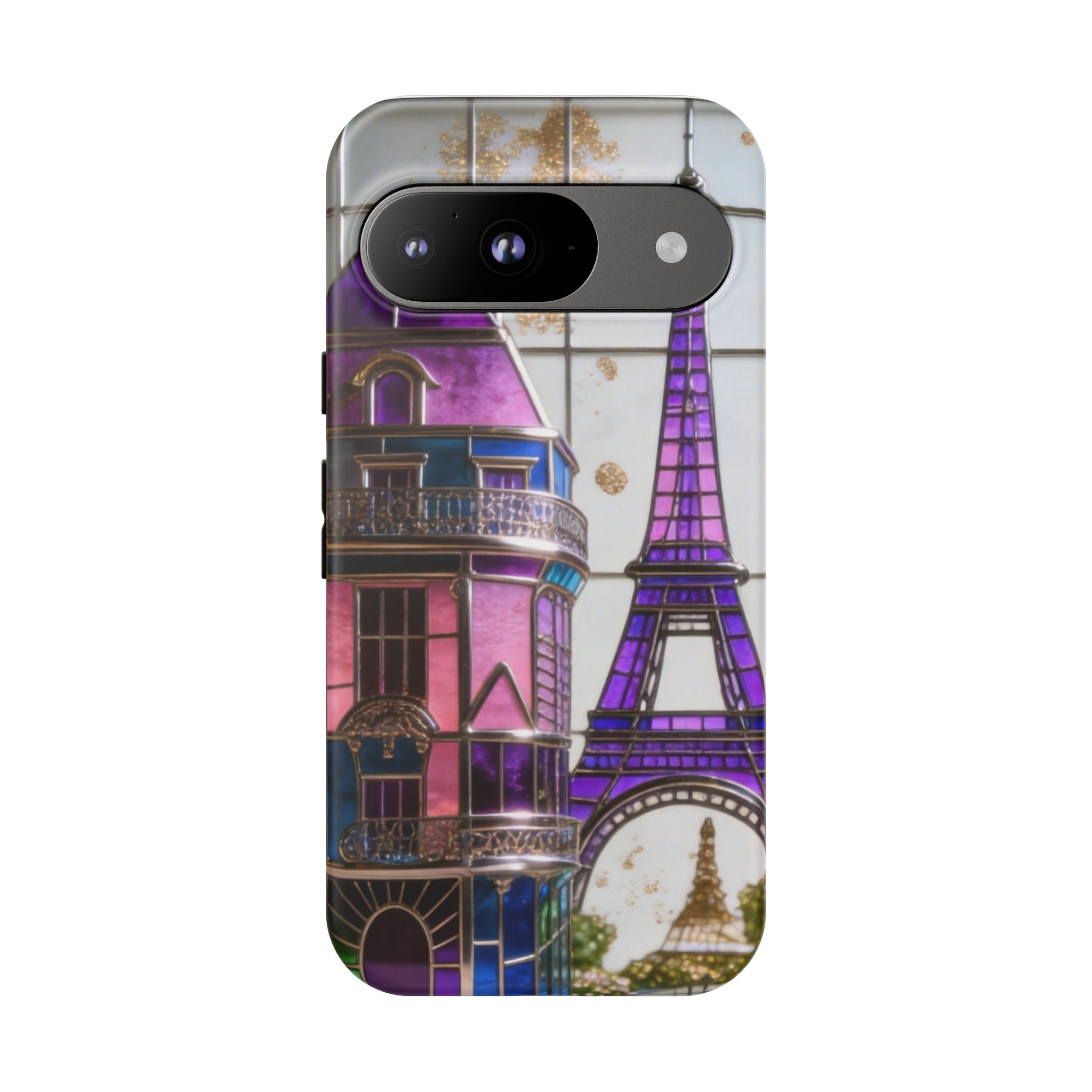 Parisian Eiffel Tower Tough Phone Case — Purple Vintage Cityscape Printify
